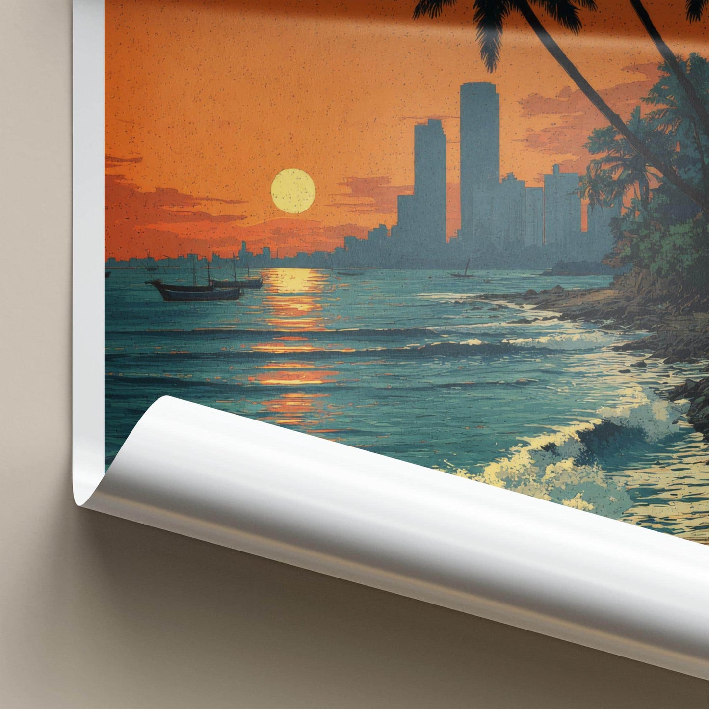 Manila Poster - Philippines Travel Art - Tropical Sunset Coast Home Decor