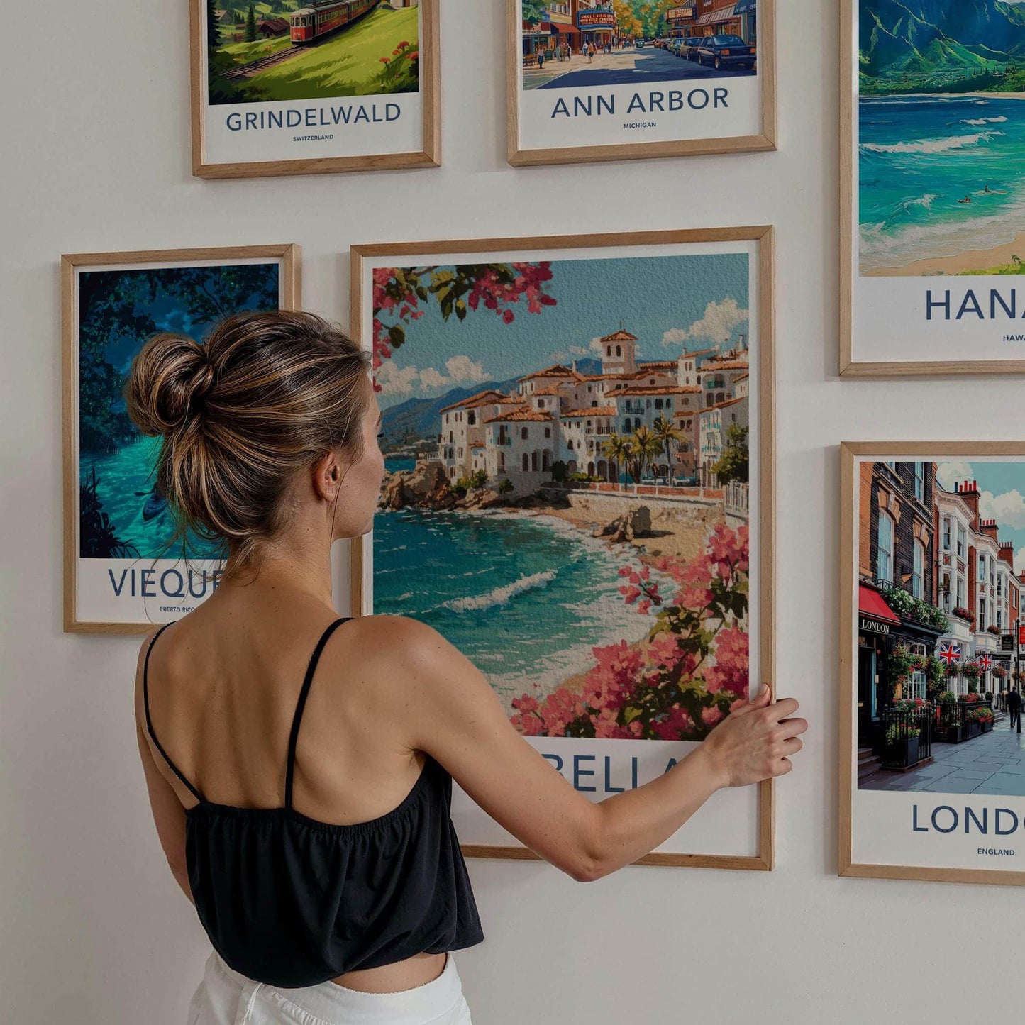 Marbella Poster - Spain Travel Art - Coastal Town Flowers Home Decor