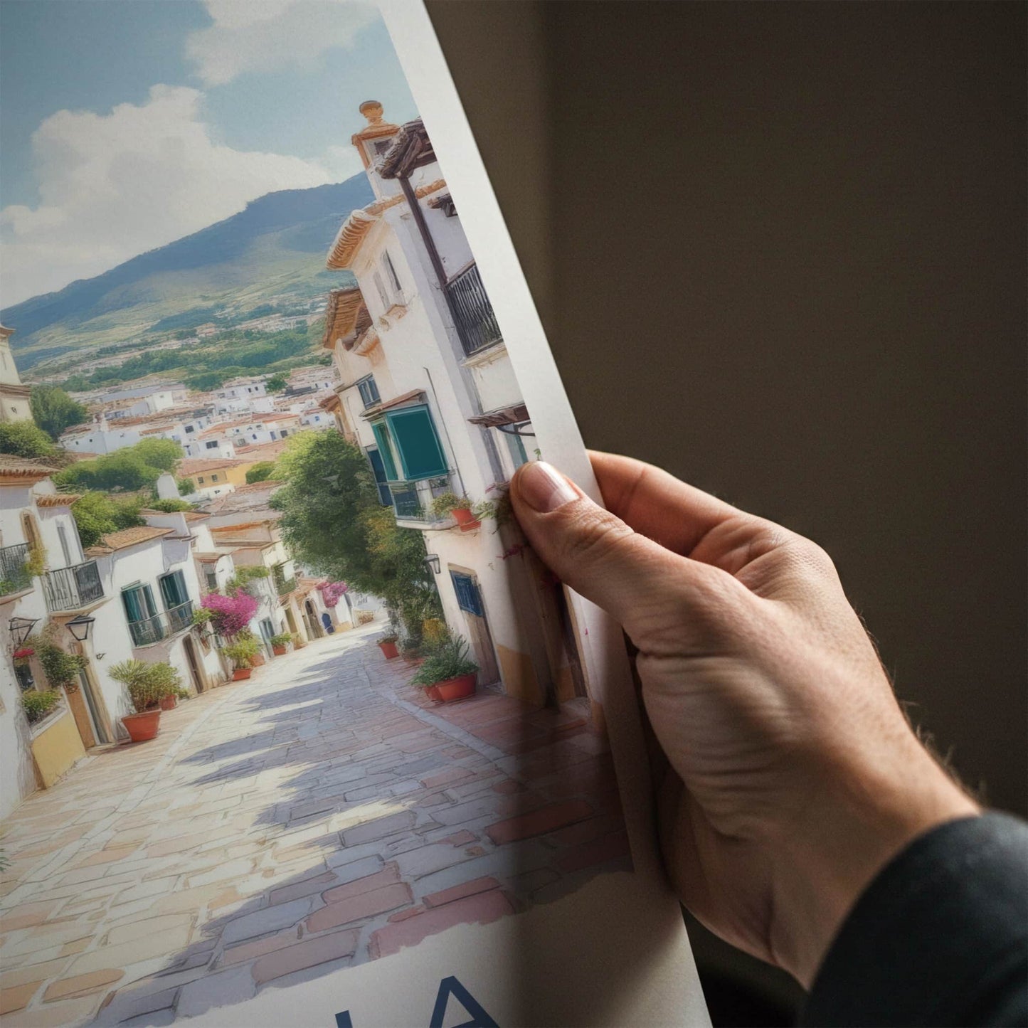 Marbella Poster - Spain Travel Art - Pink Flower Street Home Decor