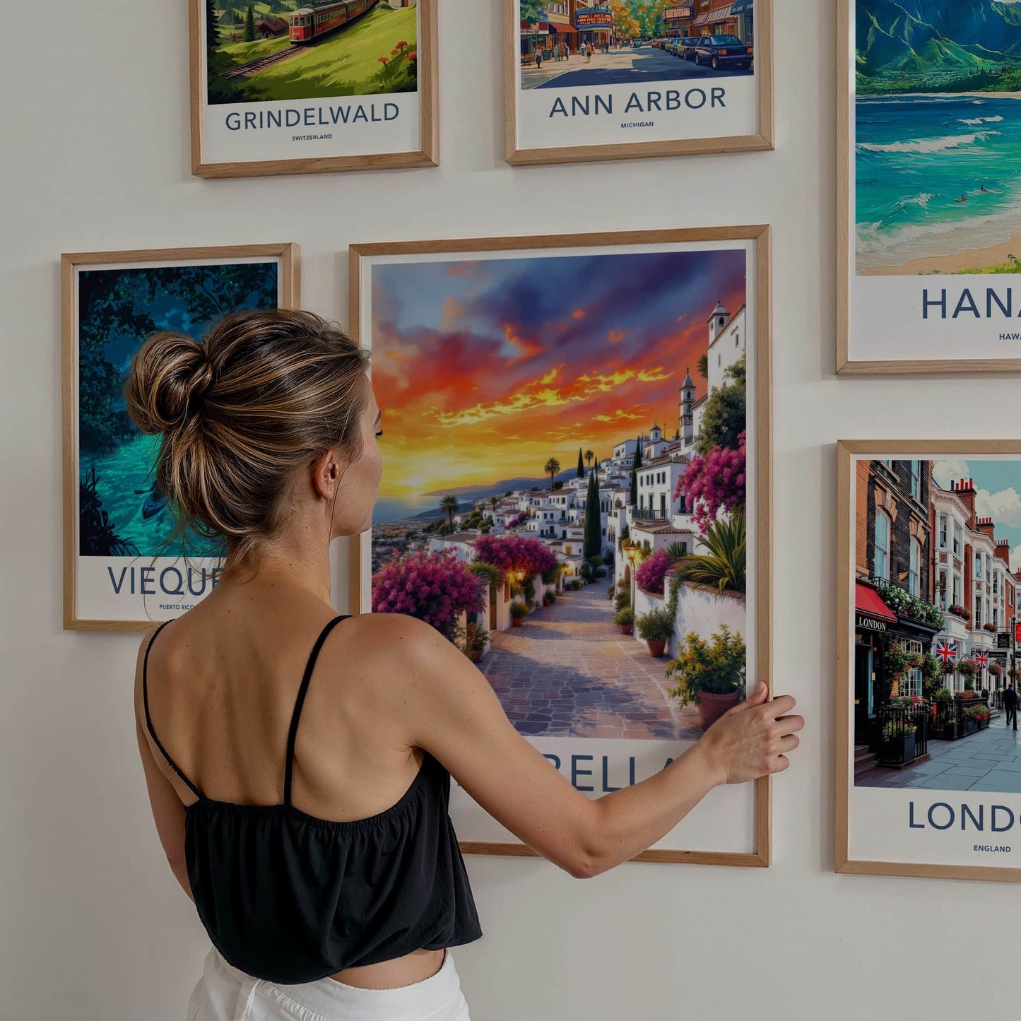 Marbella Poster - Spain Travel Art - Vibrant Floral Street Home Decor