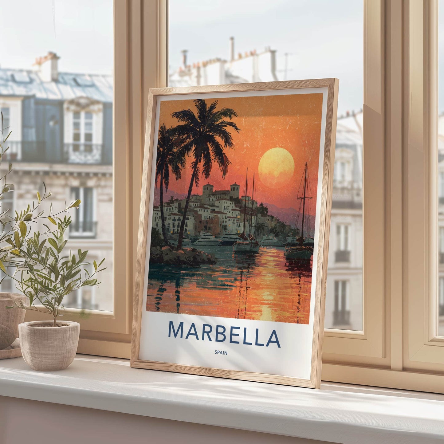 Marbella Poster - Spain Travel Print - Coastal Town Sunset Gallery Art