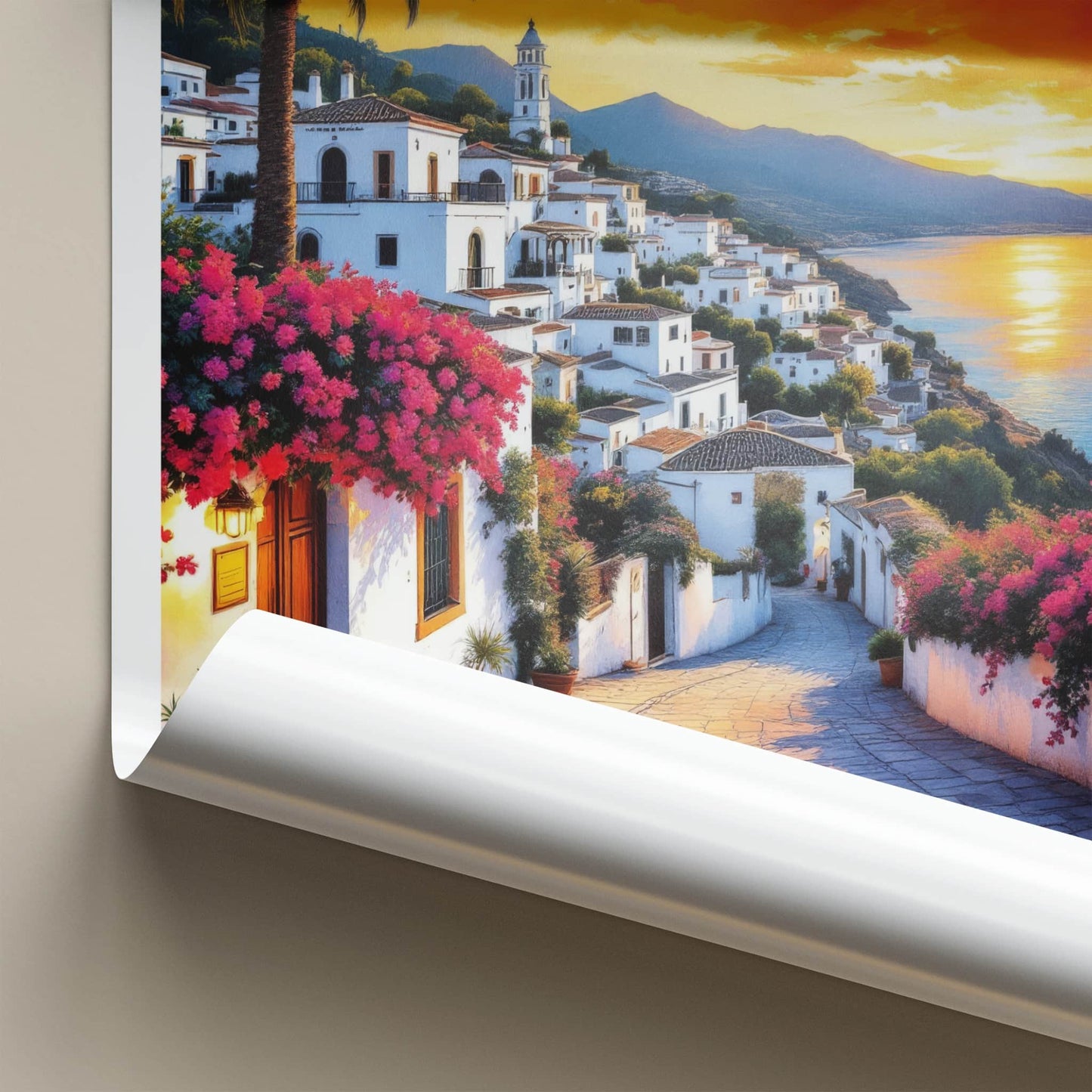 Marbella Poster - Spain Wall Art - Sunset Village Blooms Home Decor