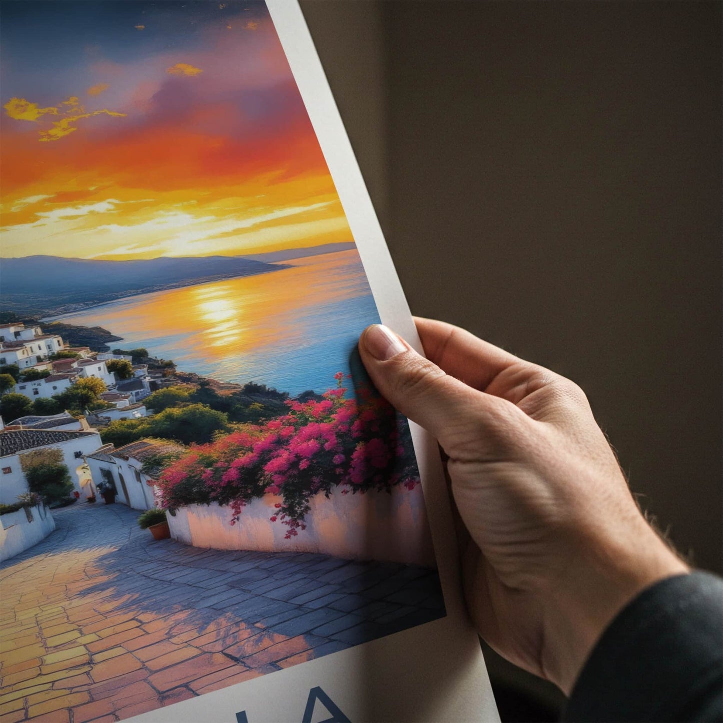 Marbella Poster - Spain Wall Art - Sunset Village Blooms Home Decor