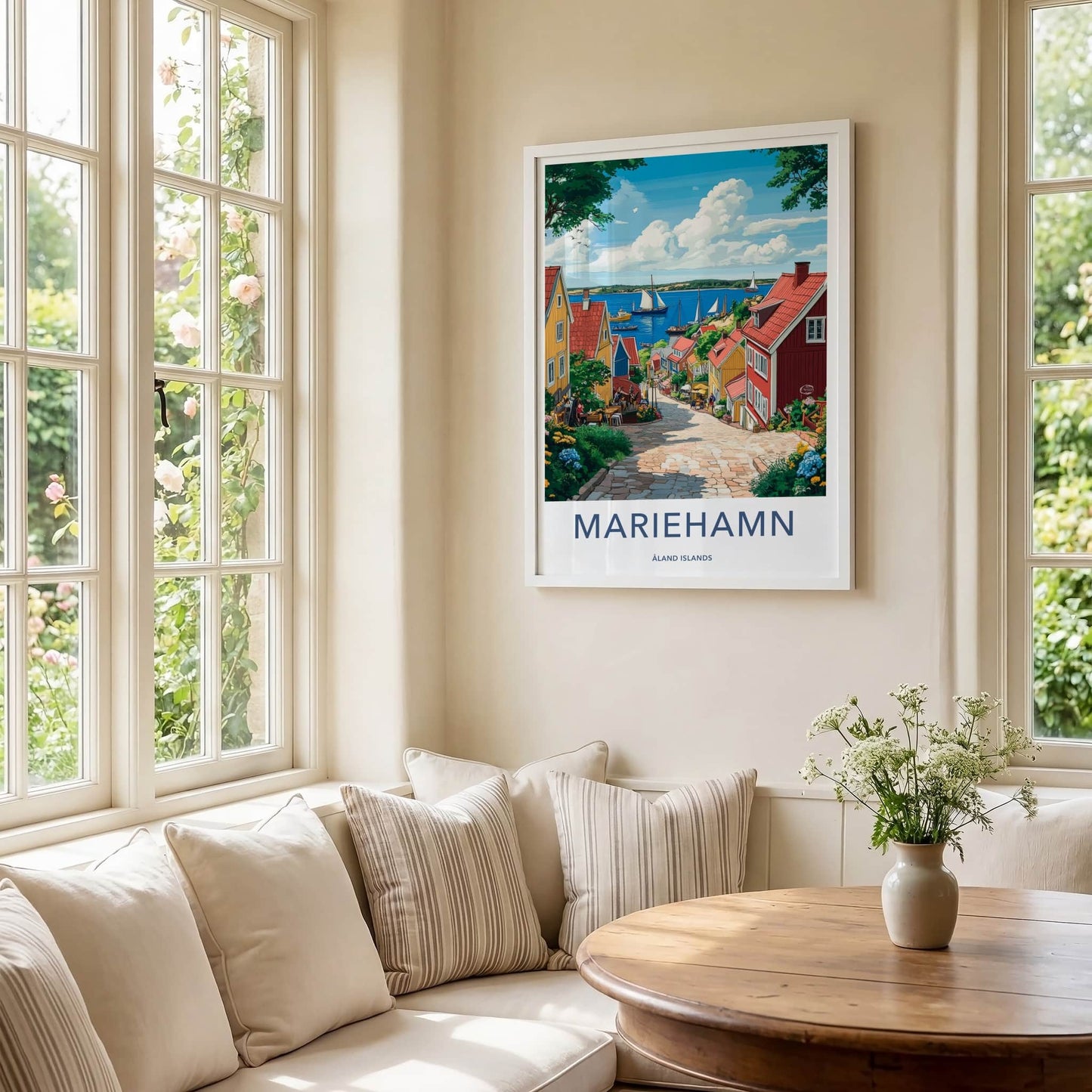 Mariehamn Poster - Finland Travel Art - Vibrant Street Harbor Wall Decor
