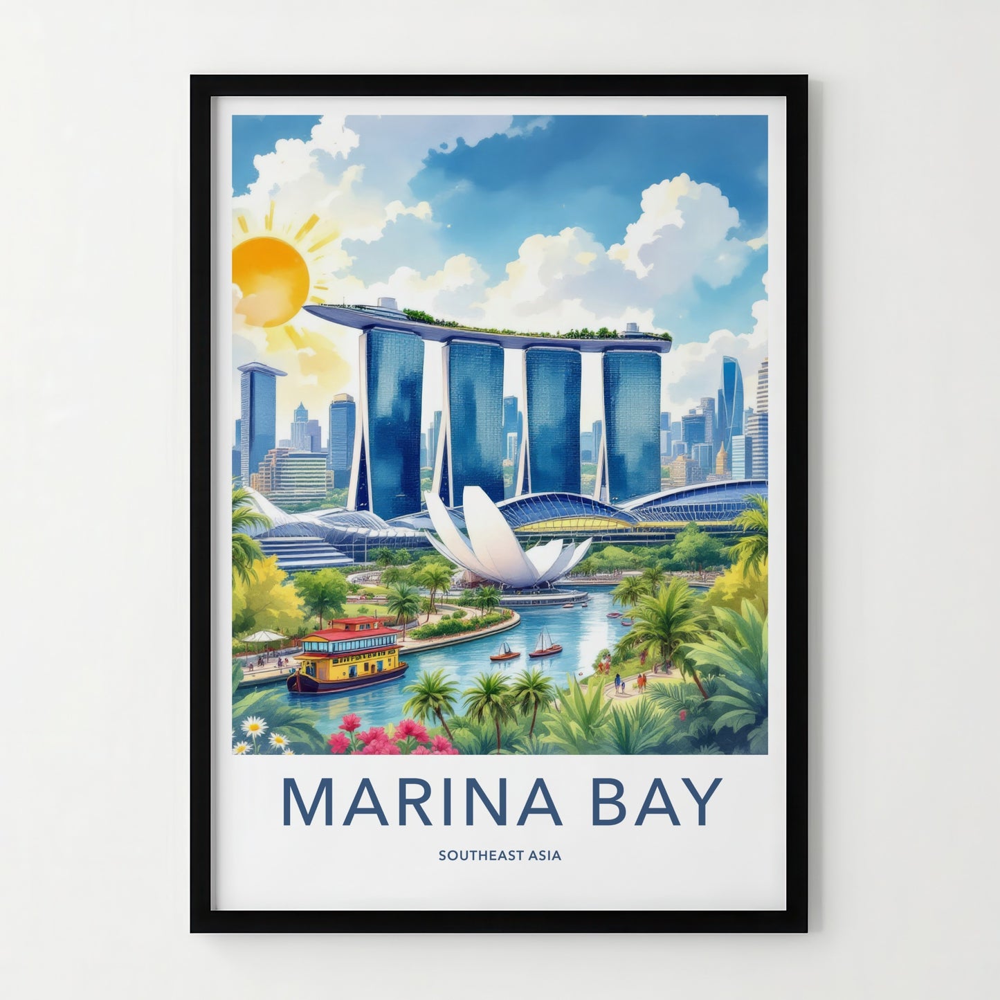 Marina Bay Poster - Singapore Cityscape Waterfront - Grand Skypark Wall Art
