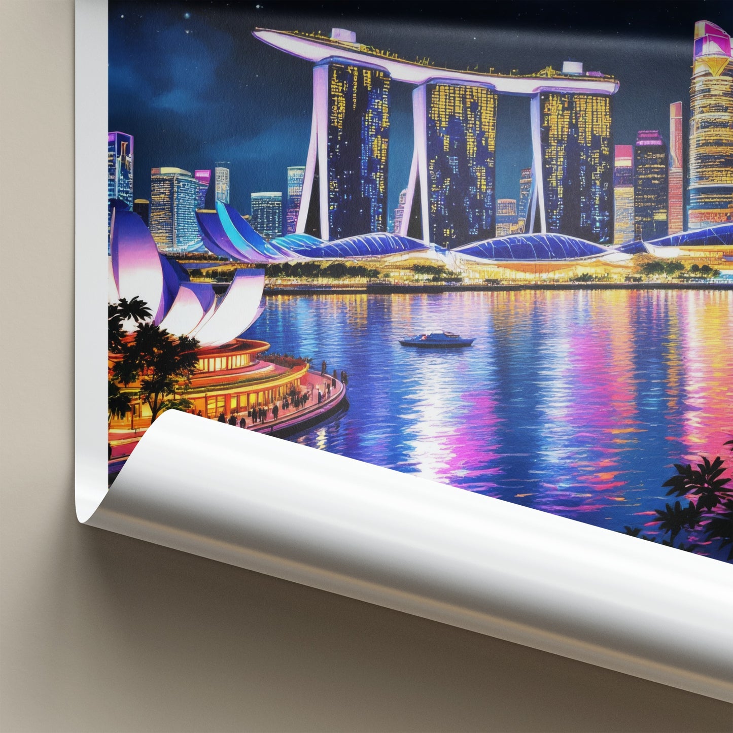 Marina Bay Poster - Singapore Travel Art - City Night Sky Gallery Art