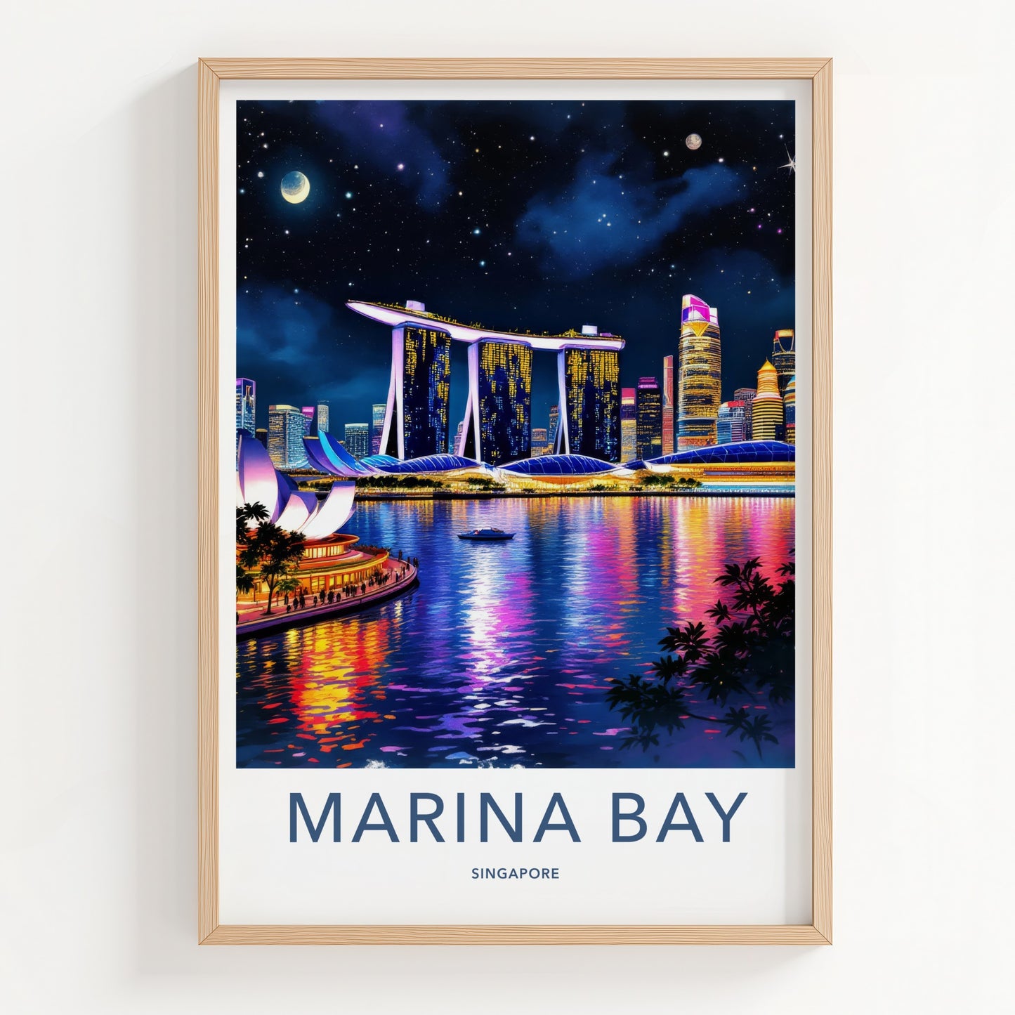 Marina Bay Poster - Singapore Travel Art - City Night Sky Gallery Art