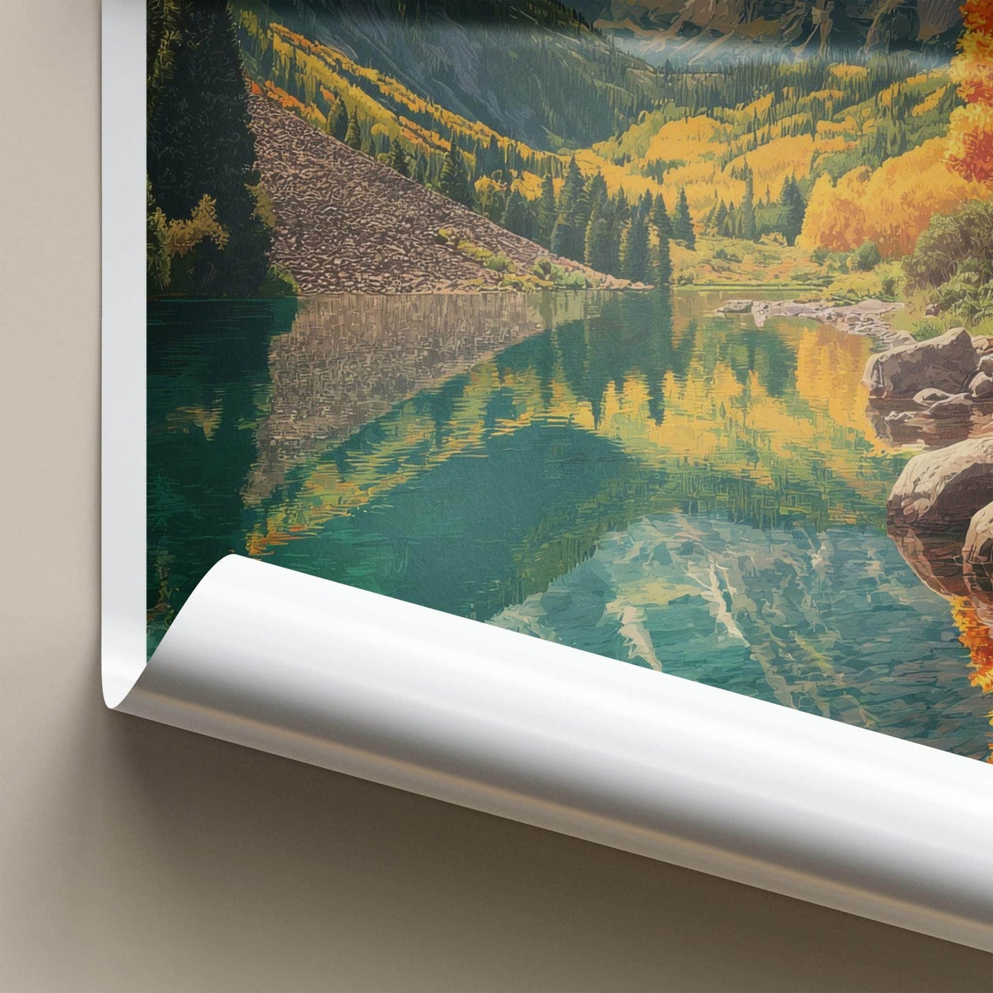 Maroon Bells Poster - Colorado Art Print - Autumn Lake Reflection Home Decor