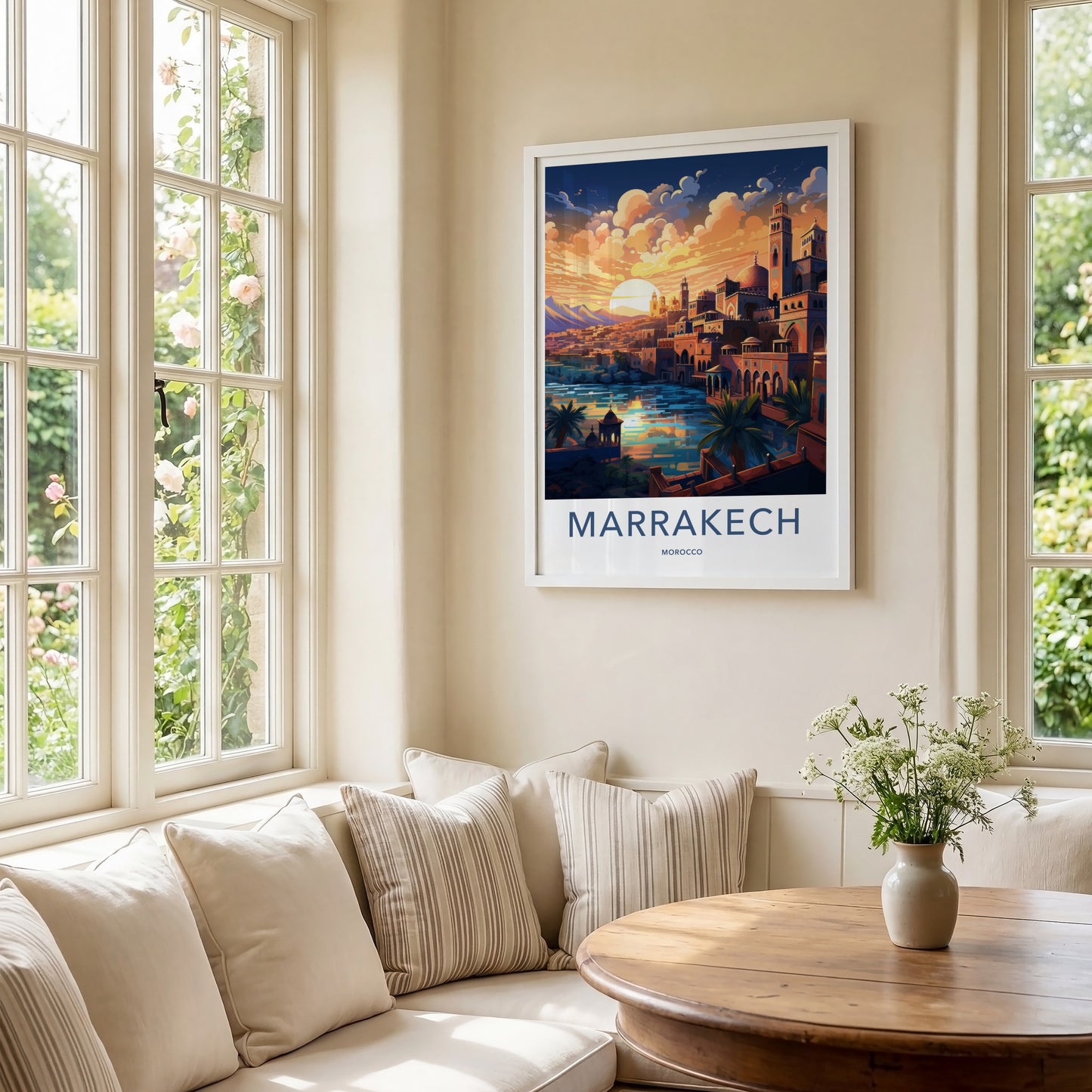Marrakech Poster - Morocco Travel Art - Vibrant City Sunset Home Decor
