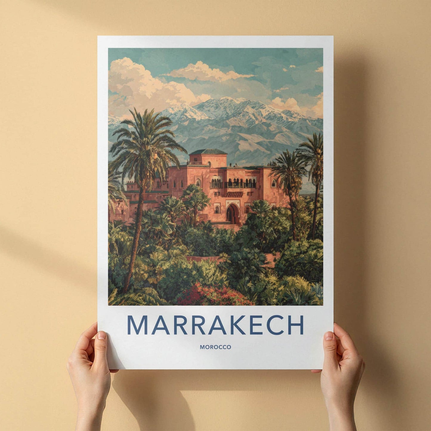Marrakech Poster - Morocco Travel Art - Vibrant Garden Palace Wall Decor