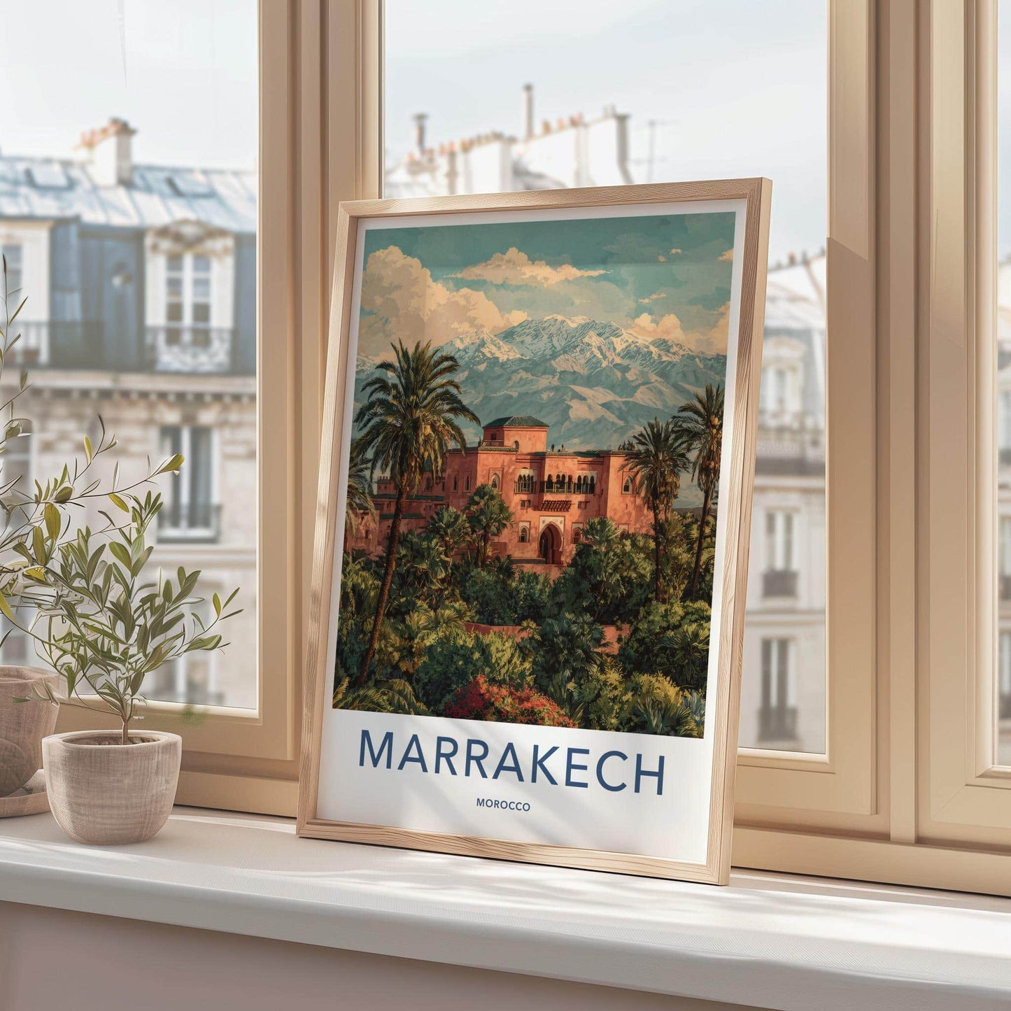 Marrakech Poster - Morocco Travel Art - Vibrant Garden Palace Wall Decor