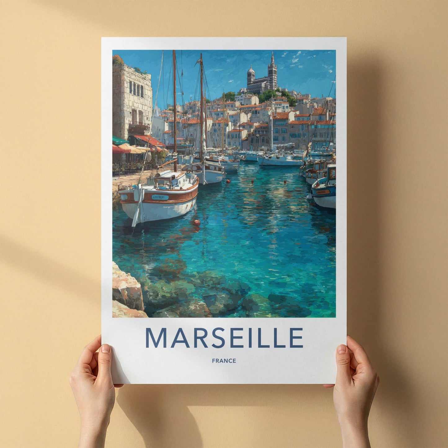 Marseille Poster - France Travel Art - Boats Blue Water Home Decor