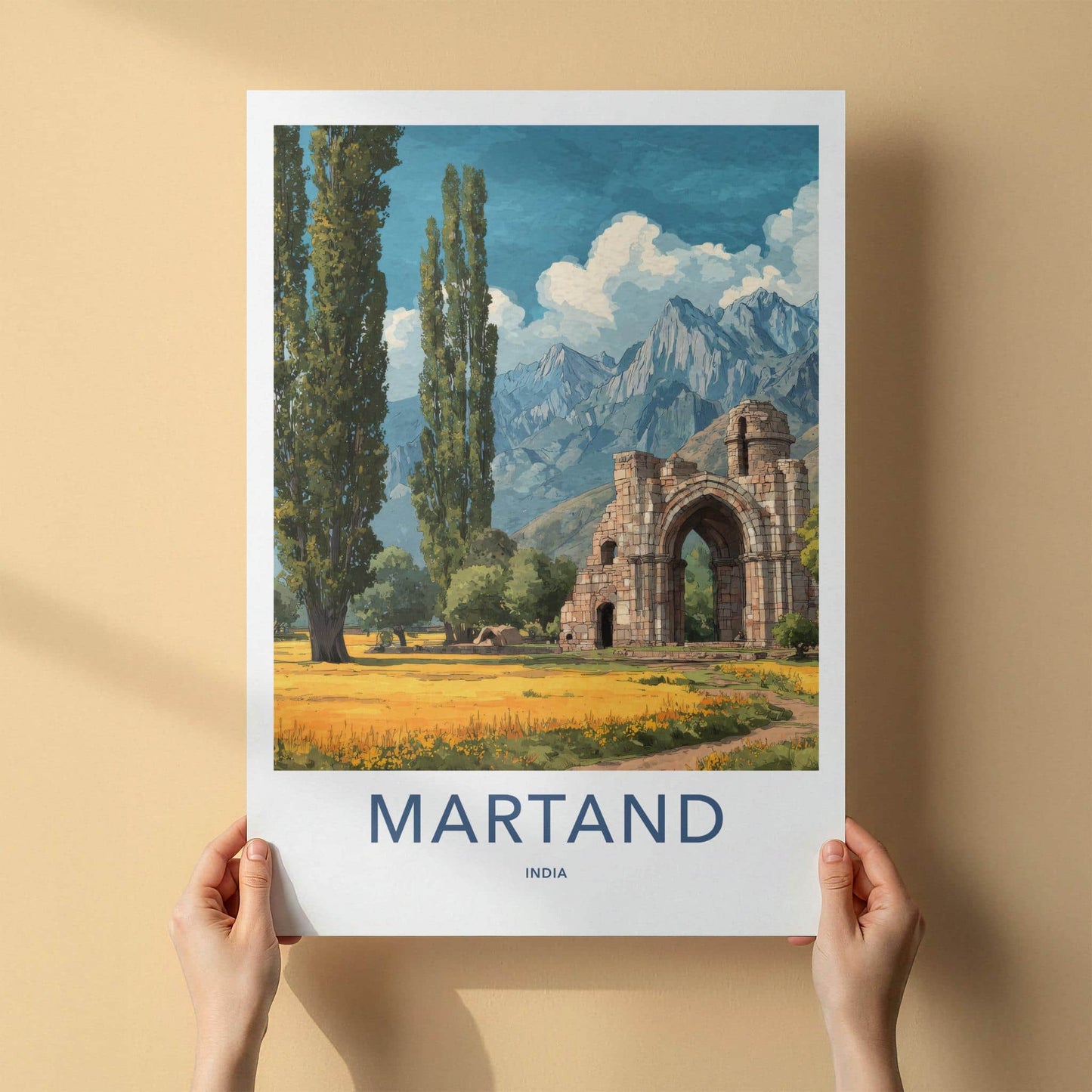 Martand Poster - India Travel Art - Jammu Kashmir Ruins Home Decor