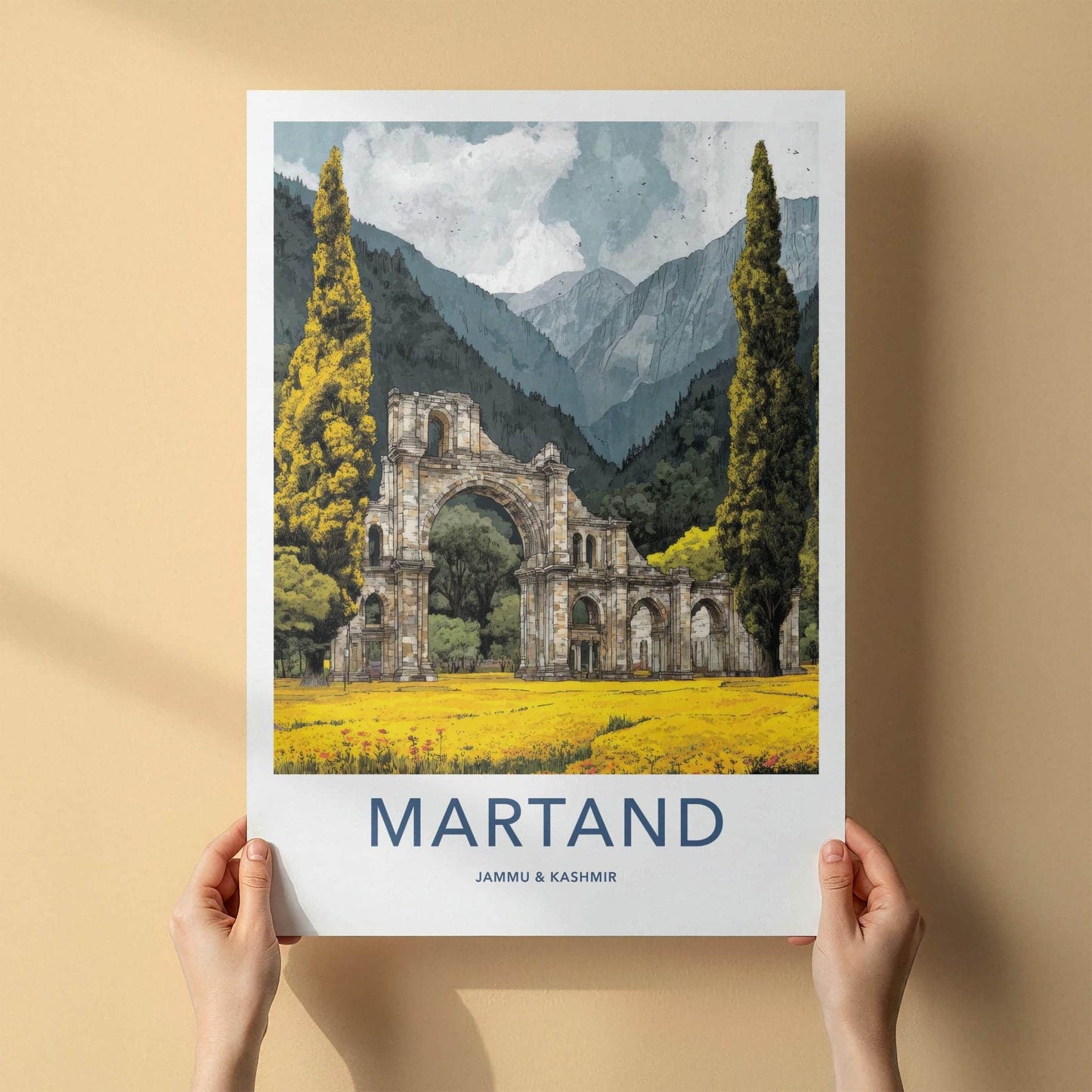 Martand Poster - India Travel Art - Jammu Kashmir Ruins Home Decor