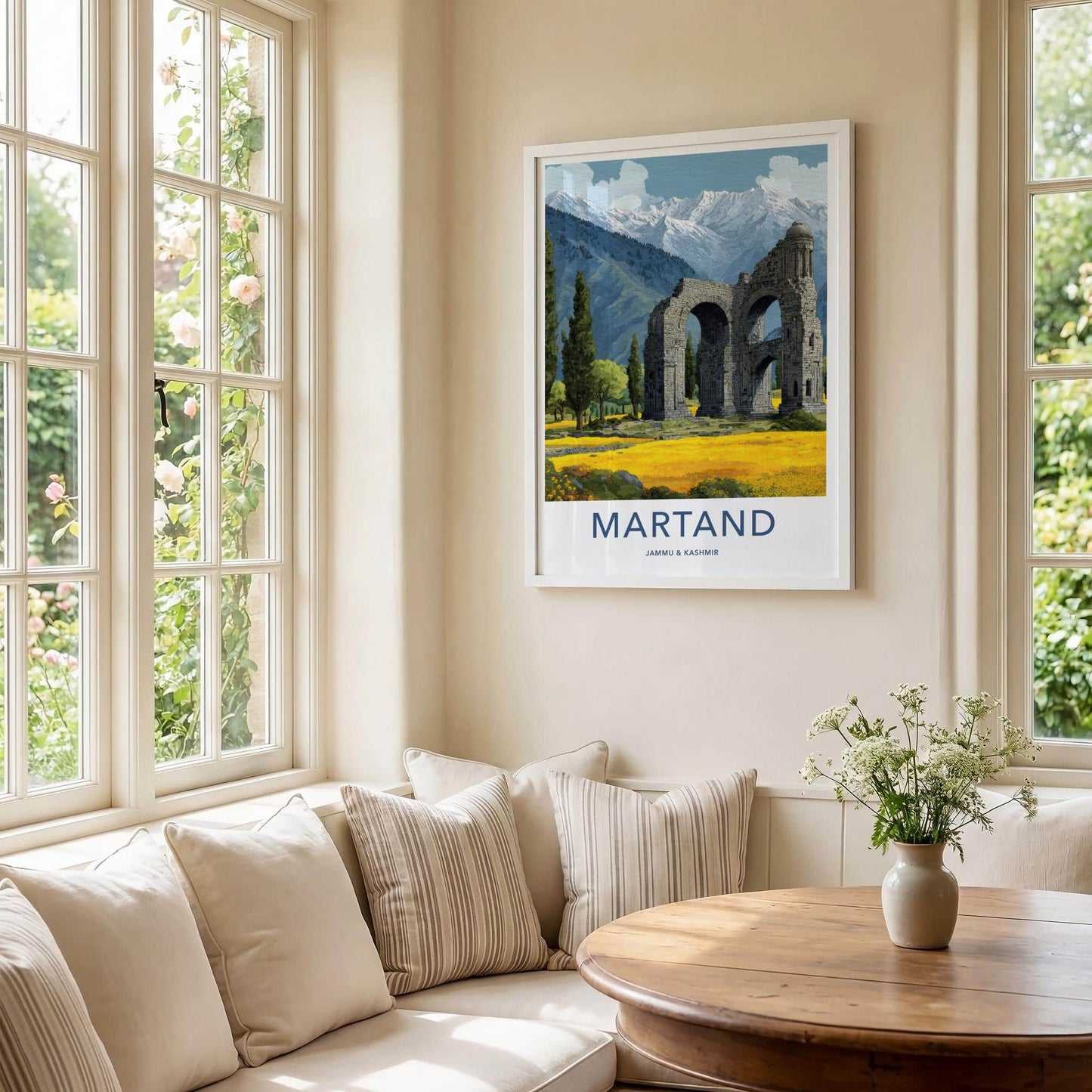 Martand Poster - India Travel Art - Jammu Kashmir Stone Temple Ruins Home Decor