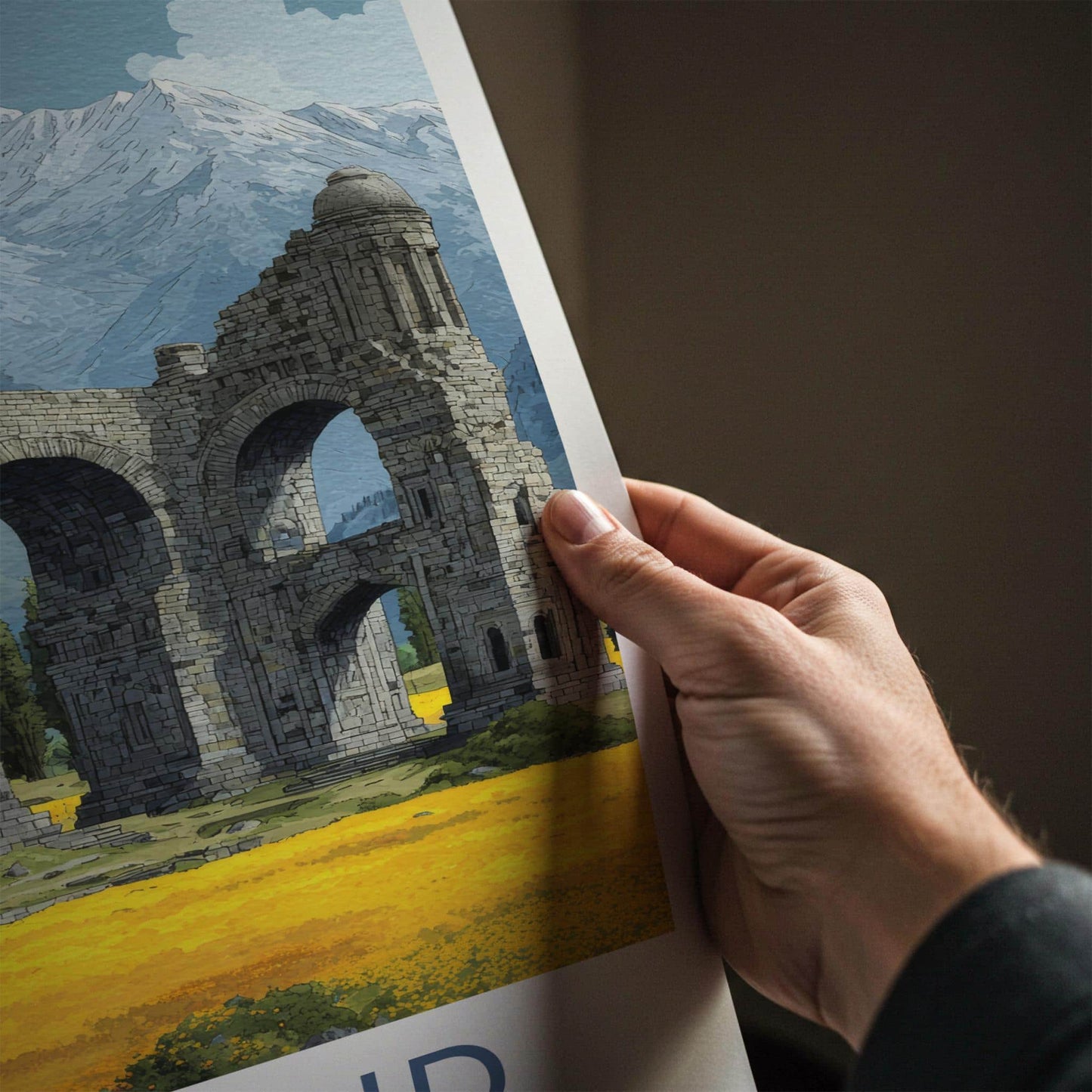 Martand Poster - India Travel Art - Jammu Kashmir Stone Temple Ruins Home Decor