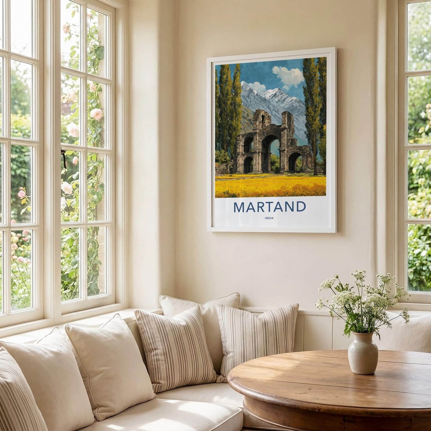 Martand Poster - India Travel Art - Kashmir Temple Mountain Landscape Wall Decor