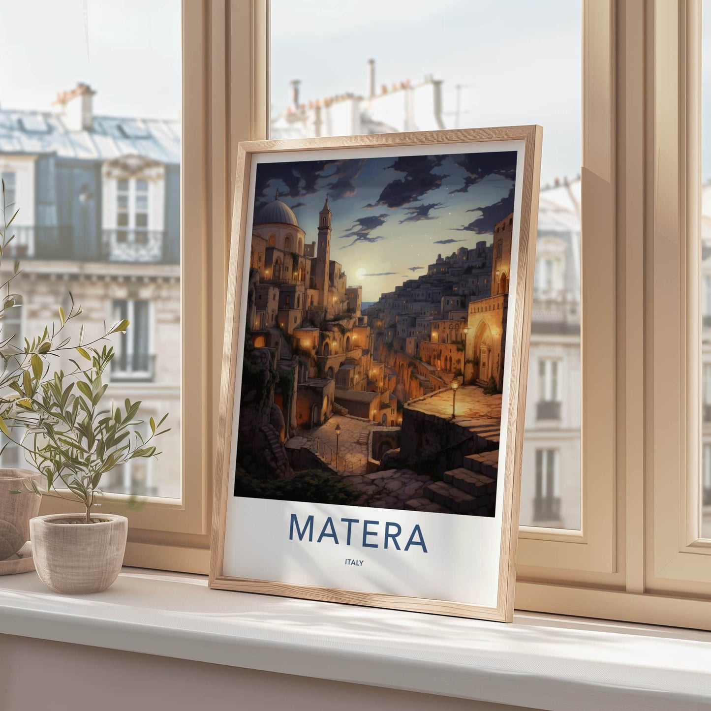 Matera Poster - Italy Travel Art - Ancient Hillside Dwellings Home Decor