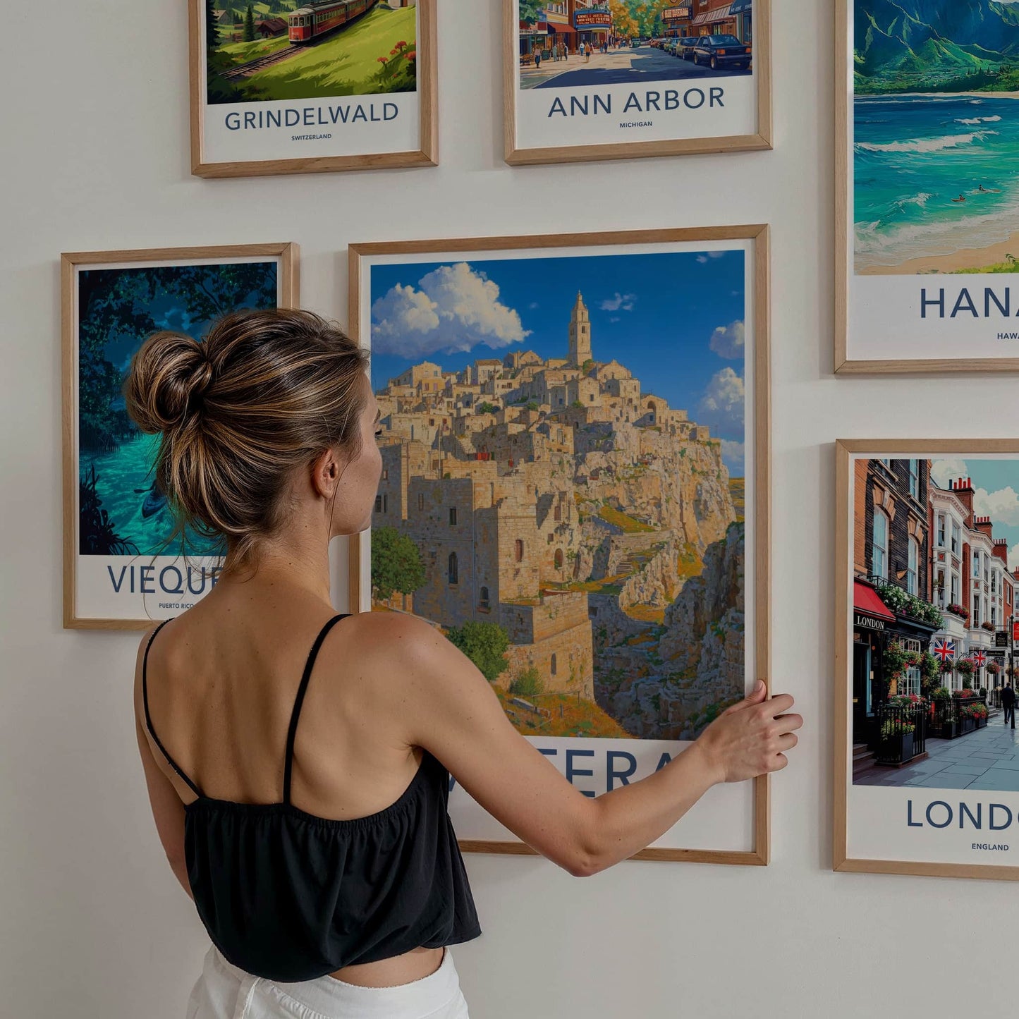 Matera Poster - Italy Travel Art - Historic Cliffside City Home Decor