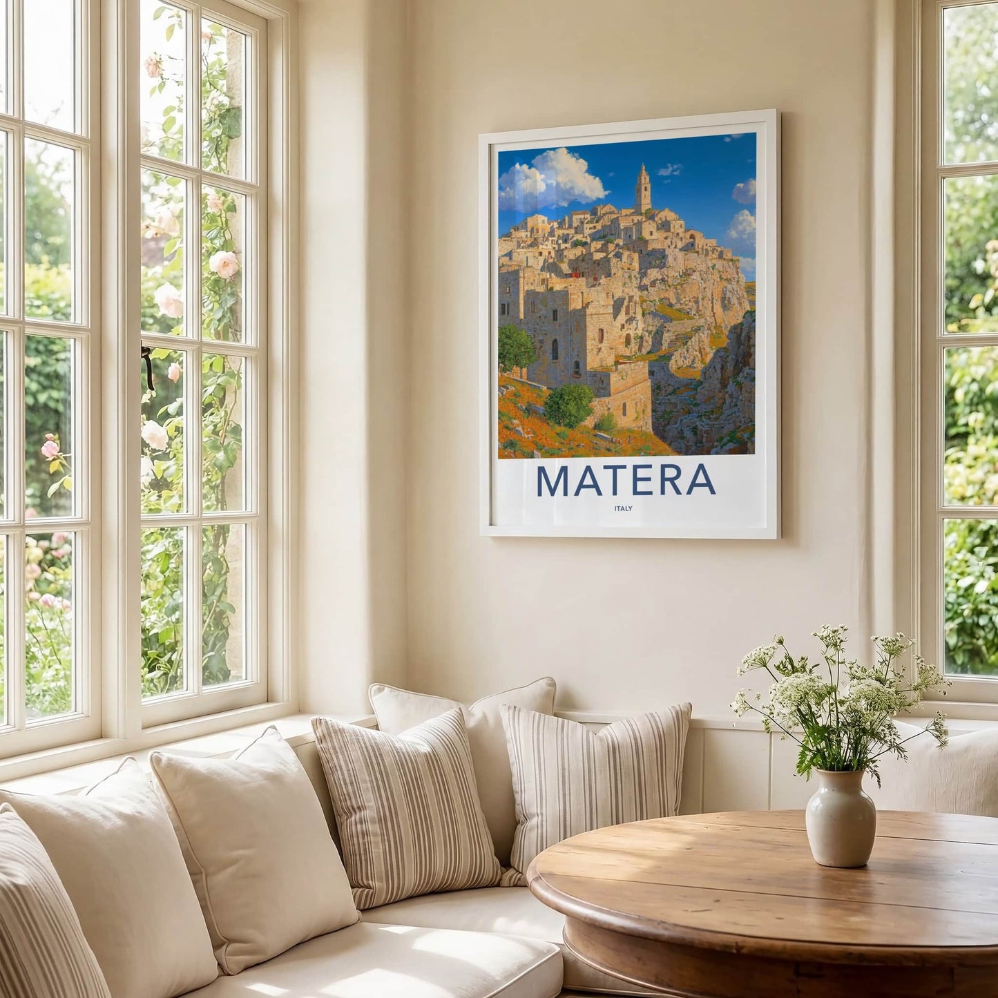 Matera Poster - Italy Travel Art - Historic Cliffside City Home Decor