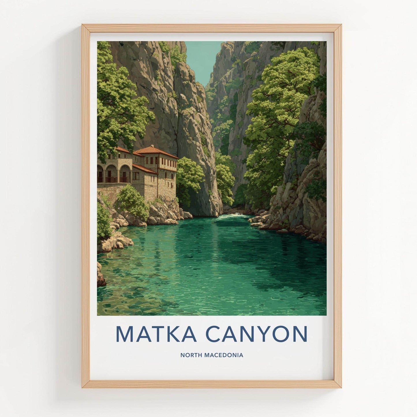 Matka Canyon Poster - North Macedonia Fine Art - Green Water Monastery Gift