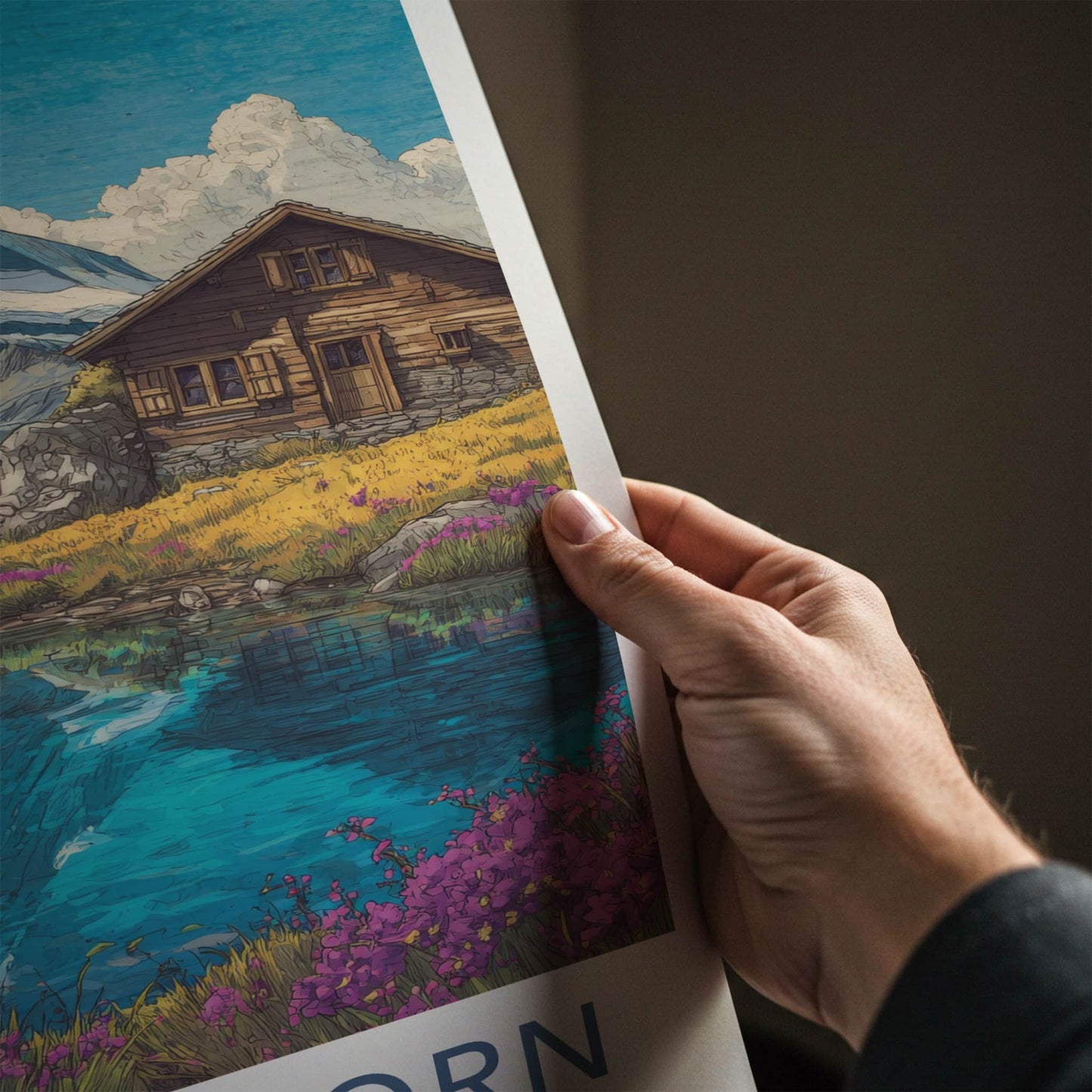 Matterhorn Poster - Switzerland Fine Art - Mountain Lake Cabin Wall Art