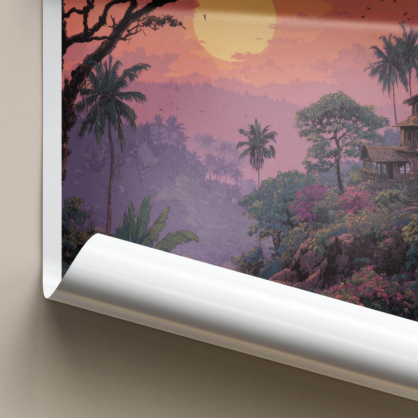 Mawlynnong Poster - India Travel Art - Meghalaya Lush Village Sunset Home Decor