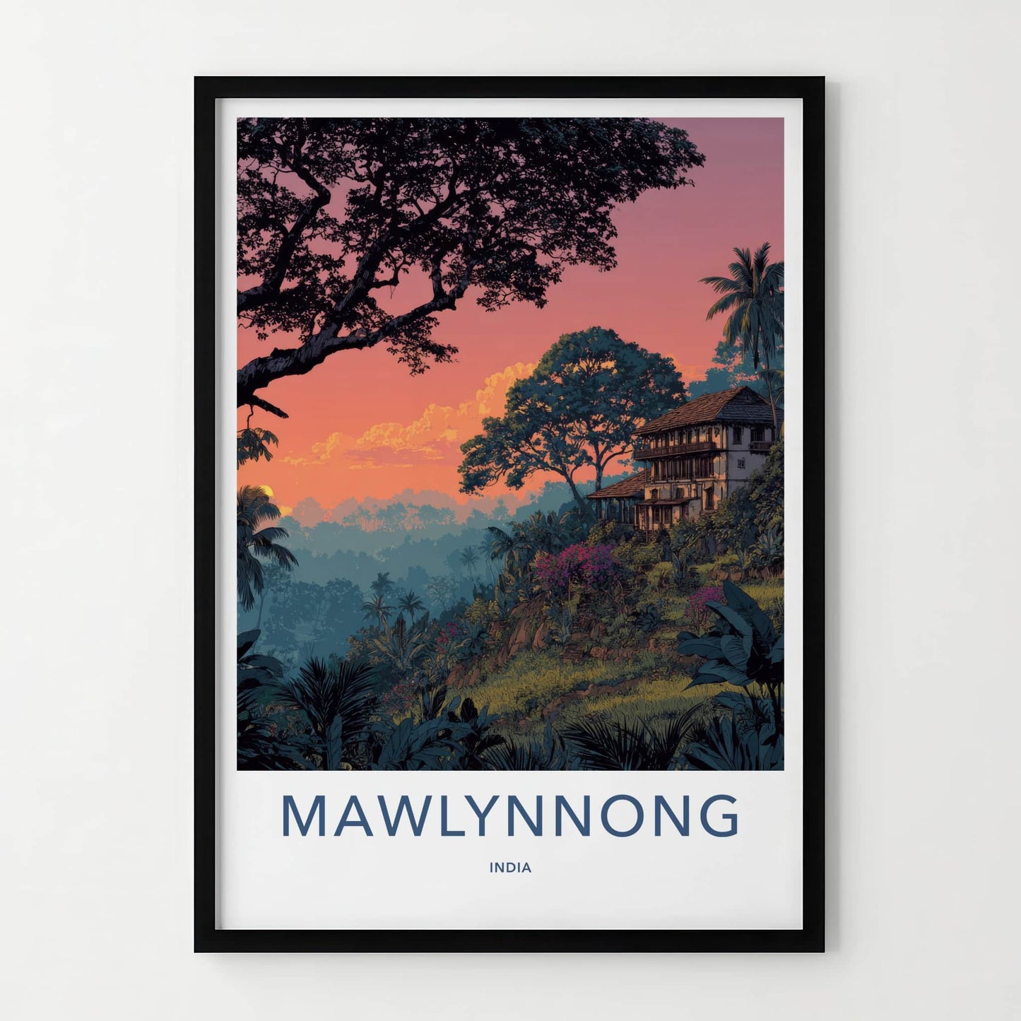 Mawlynnong Poster - India Travel Art - Meghalaya Village Sunset Gallery Art