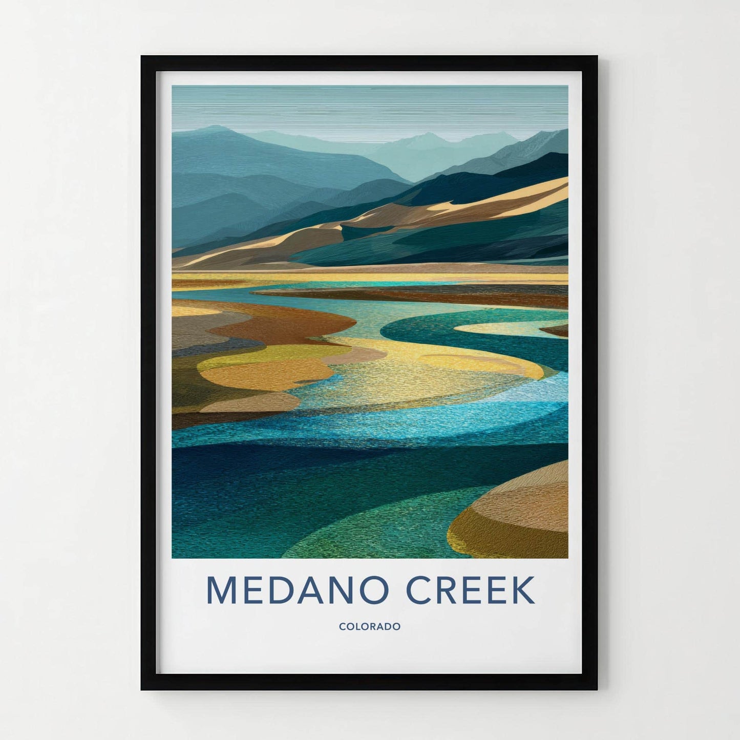 MEDANO CREEK Poster - Colorado Travel Art - Winding Water Sands Home Decor