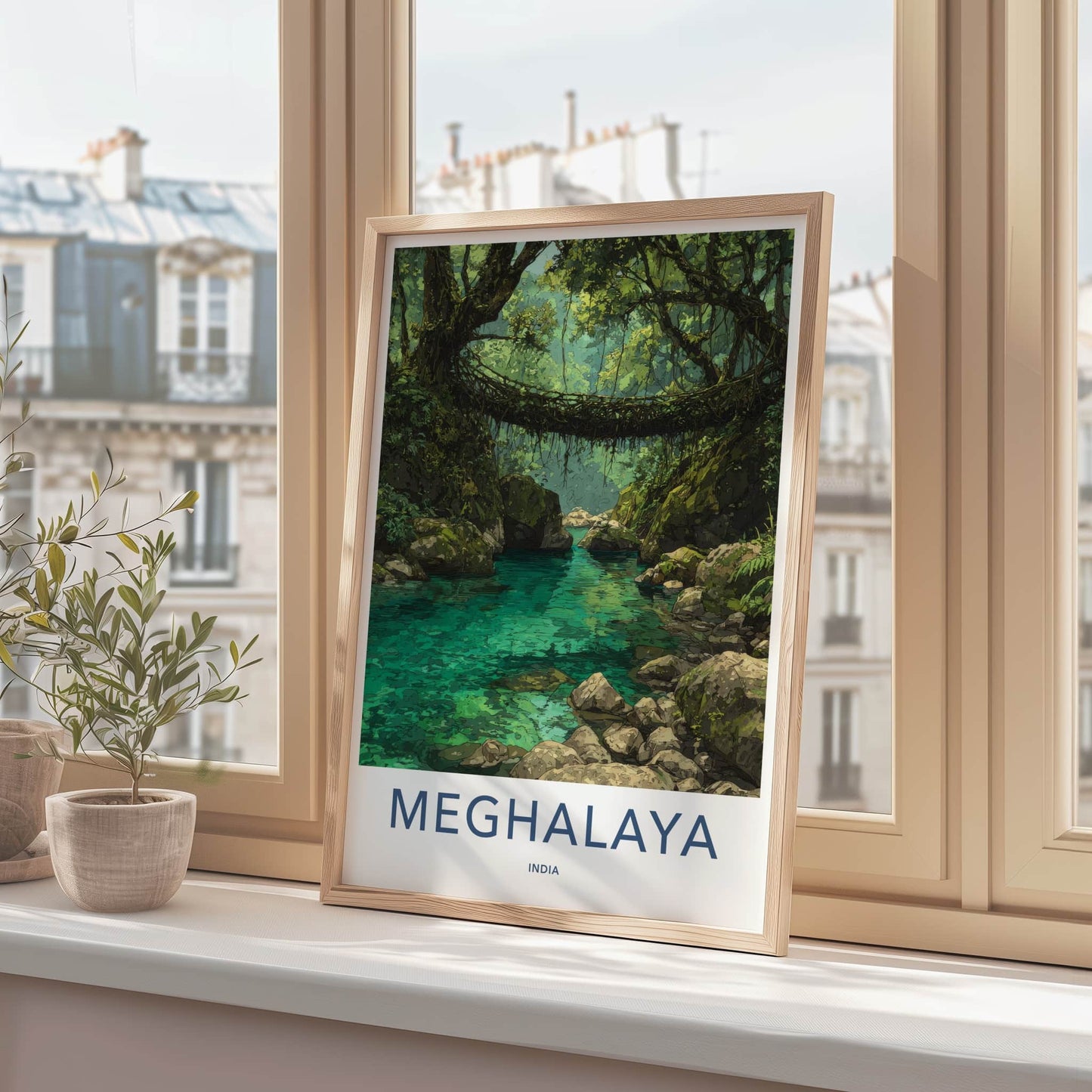 Meghalaya Poster - India Living Root Bridge Travel Print Home Art