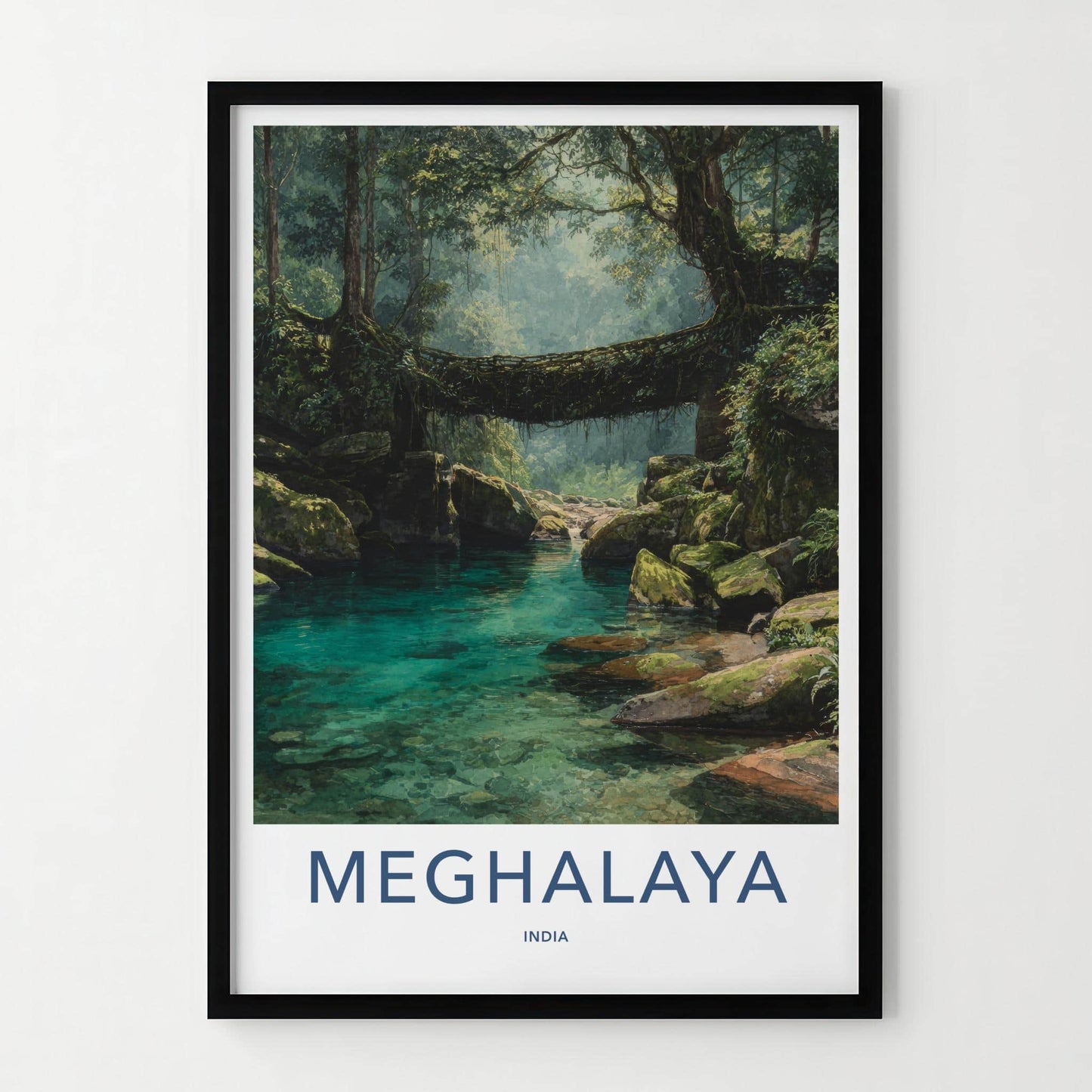 Meghalaya Poster - India Travel Art - Meghalaya Living Root Bridge Home Decor
