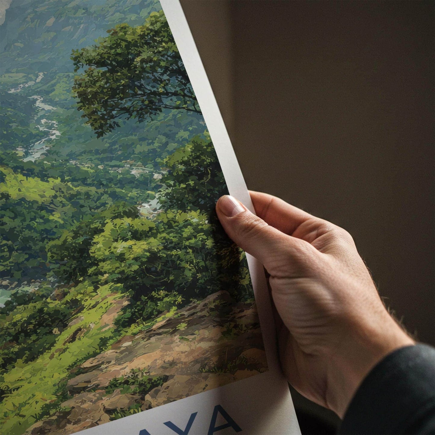 Meghalaya Poster - India Travel Art - Meghalaya Lush Valley Waterfall Home Decor
