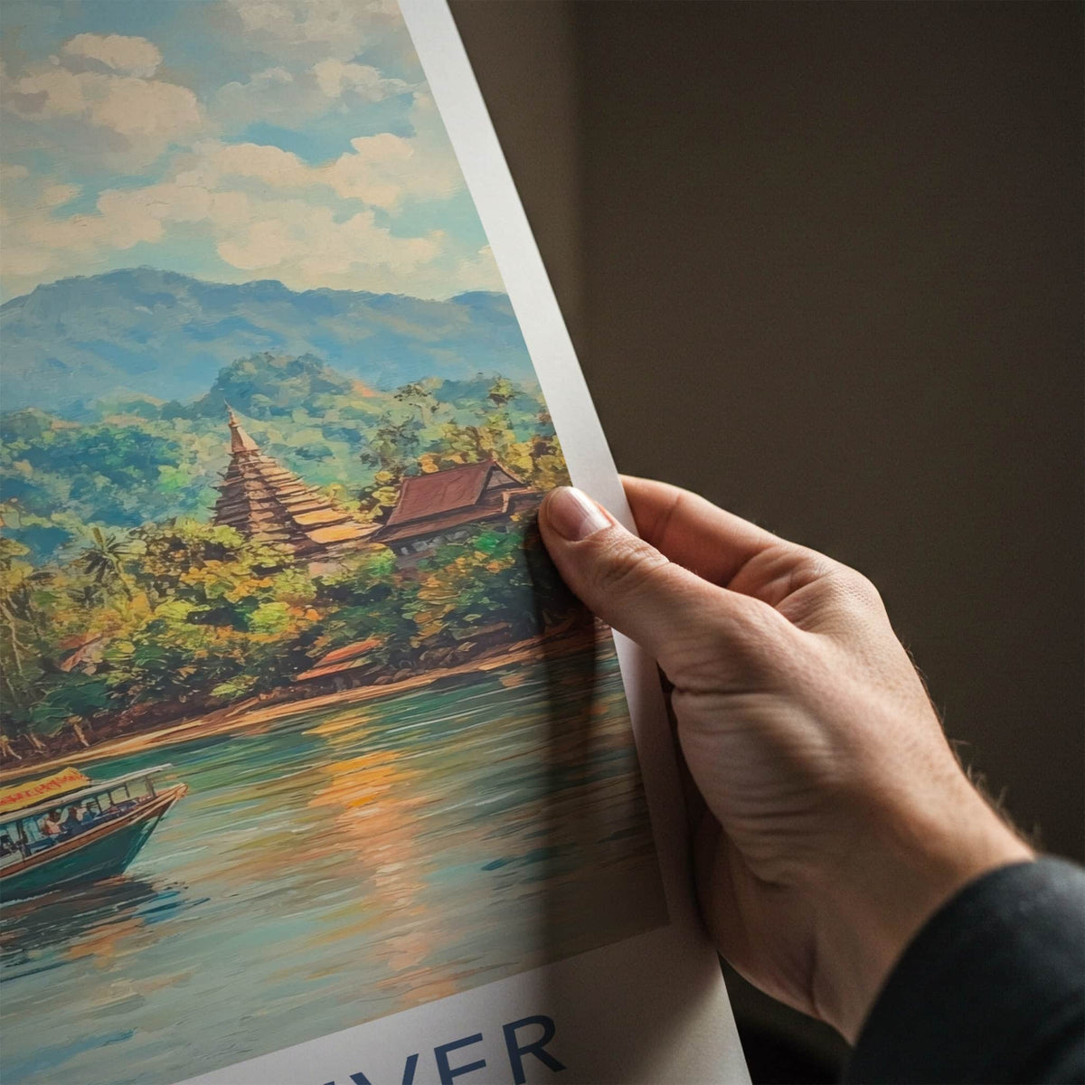 Mekong River Poster - Laos Travel Art - Jungle River Scene Wall Decor