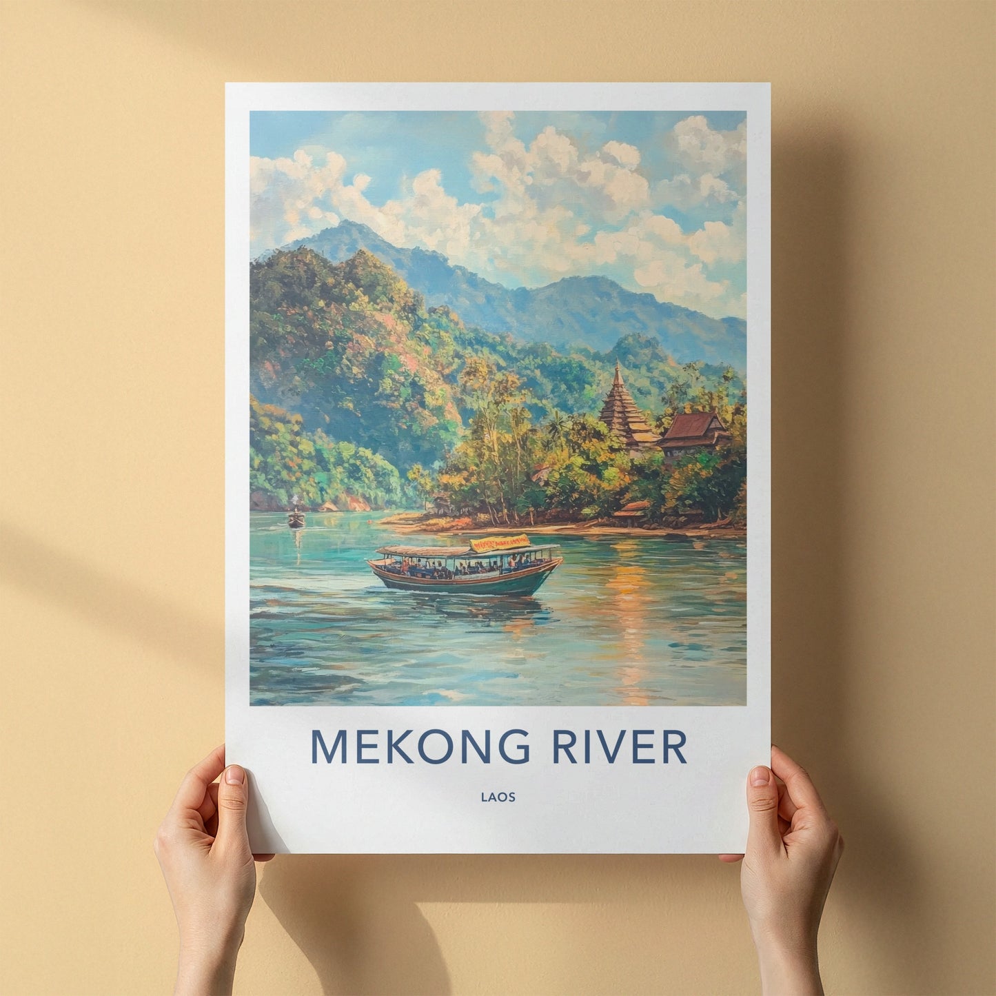 Mekong River Poster - Laos Travel Art - Jungle River Scene Wall Decor