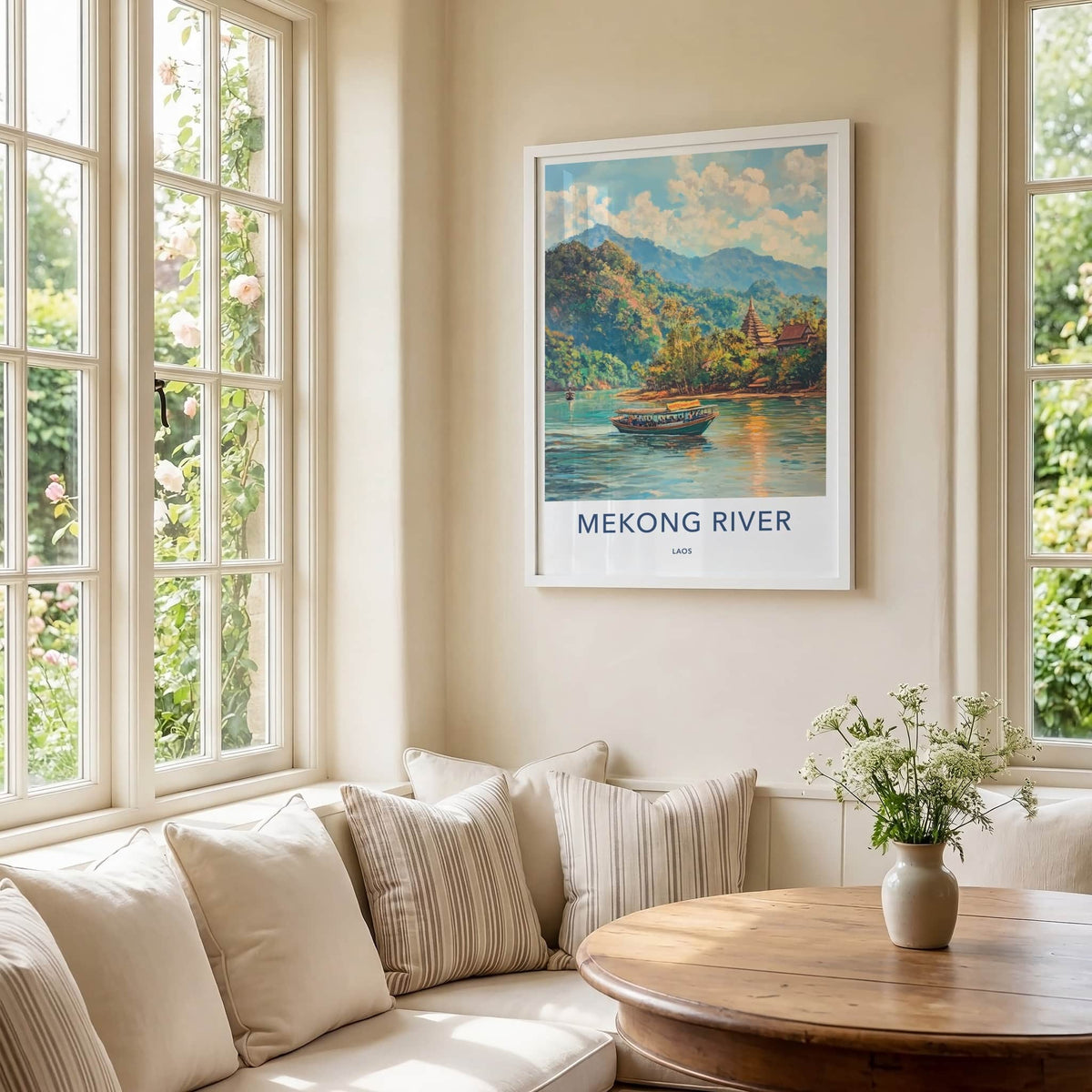 Mekong River Poster - Laos Travel Art - Jungle River Scene Wall Decor