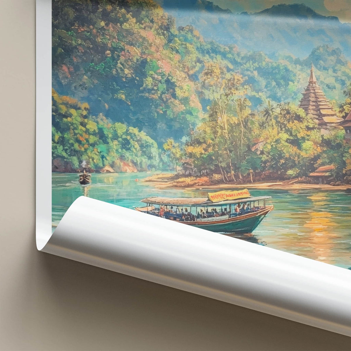 Mekong River Poster - Laos Travel Art - Jungle River Scene Wall Decor