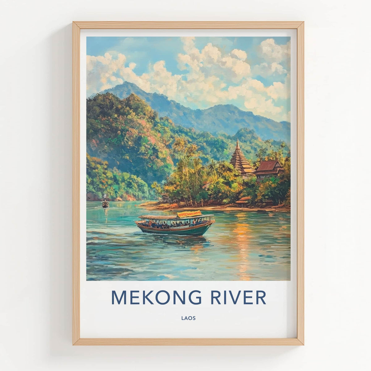 Mekong River Poster - Laos Travel Art - Jungle River Scene Wall Decor