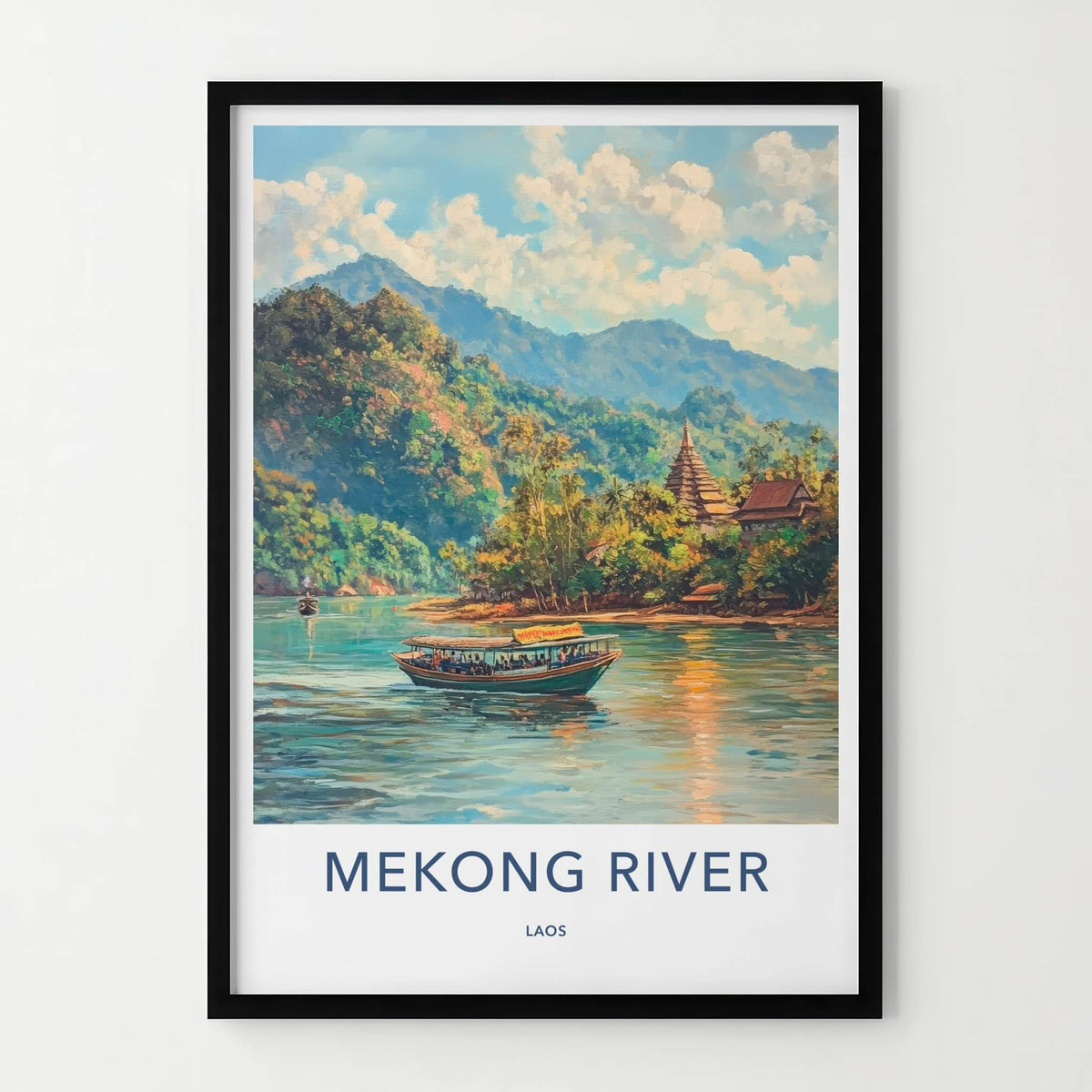 Mekong River Poster - Laos Travel Art - Jungle River Scene Wall Decor