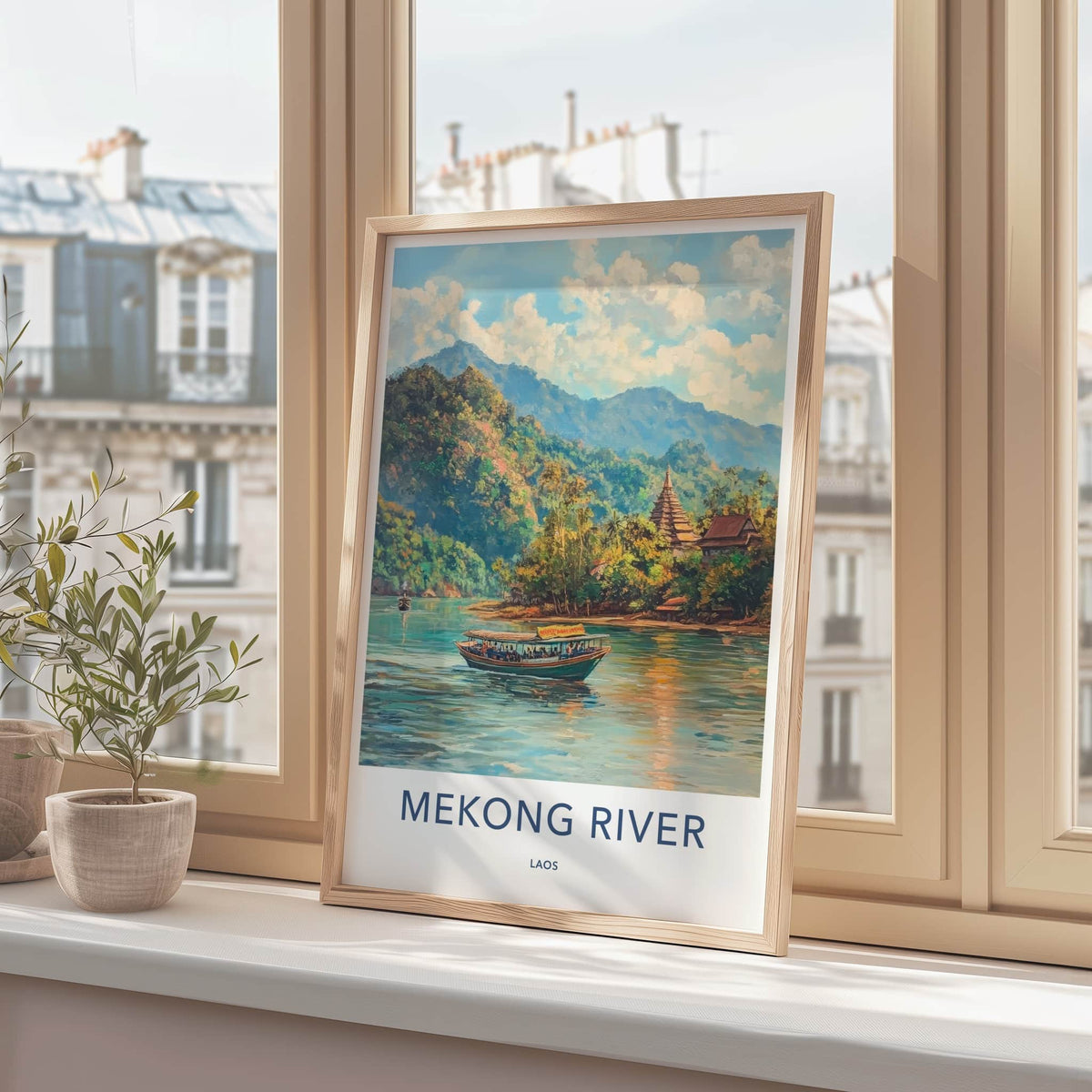 Mekong River Poster - Laos Travel Art - Jungle River Scene Wall Decor