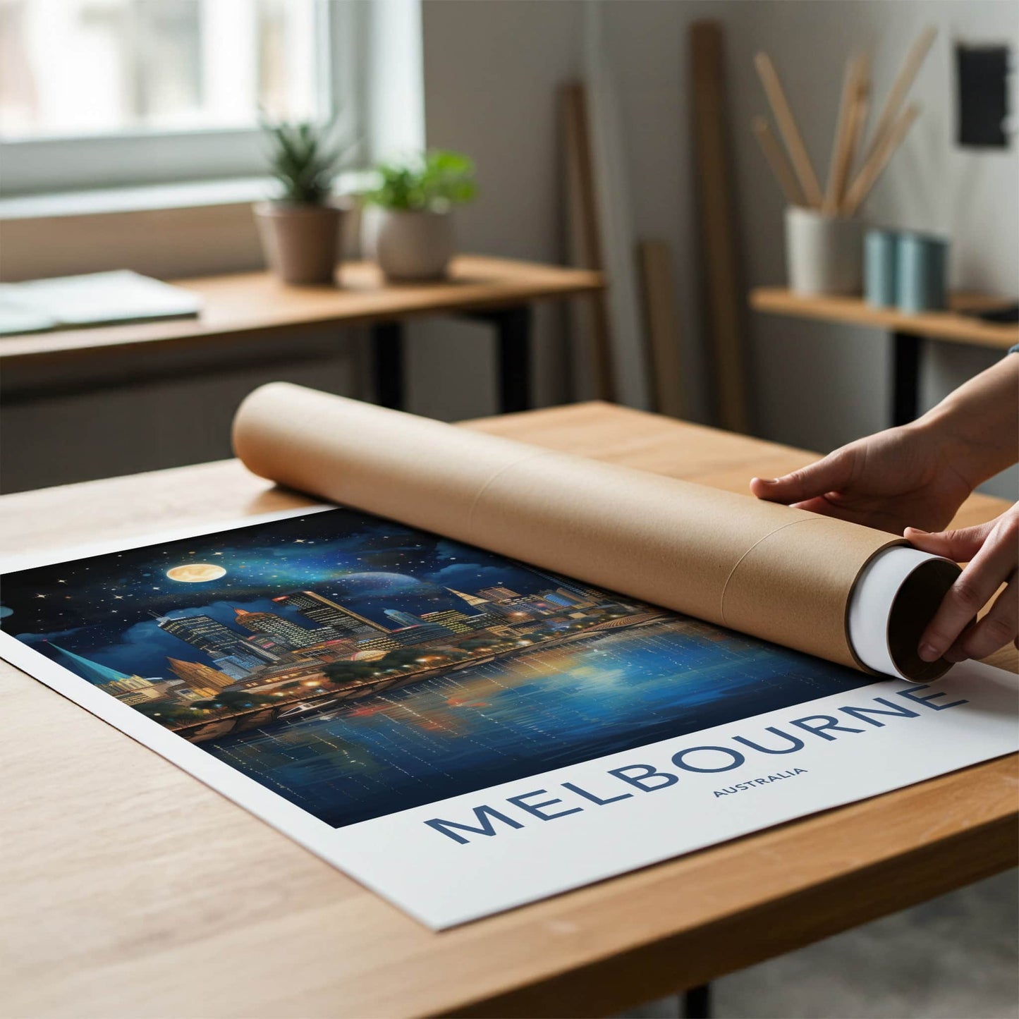 Melbourne Poster - Australia Travel Art - Starry Night Reflection Home Decor