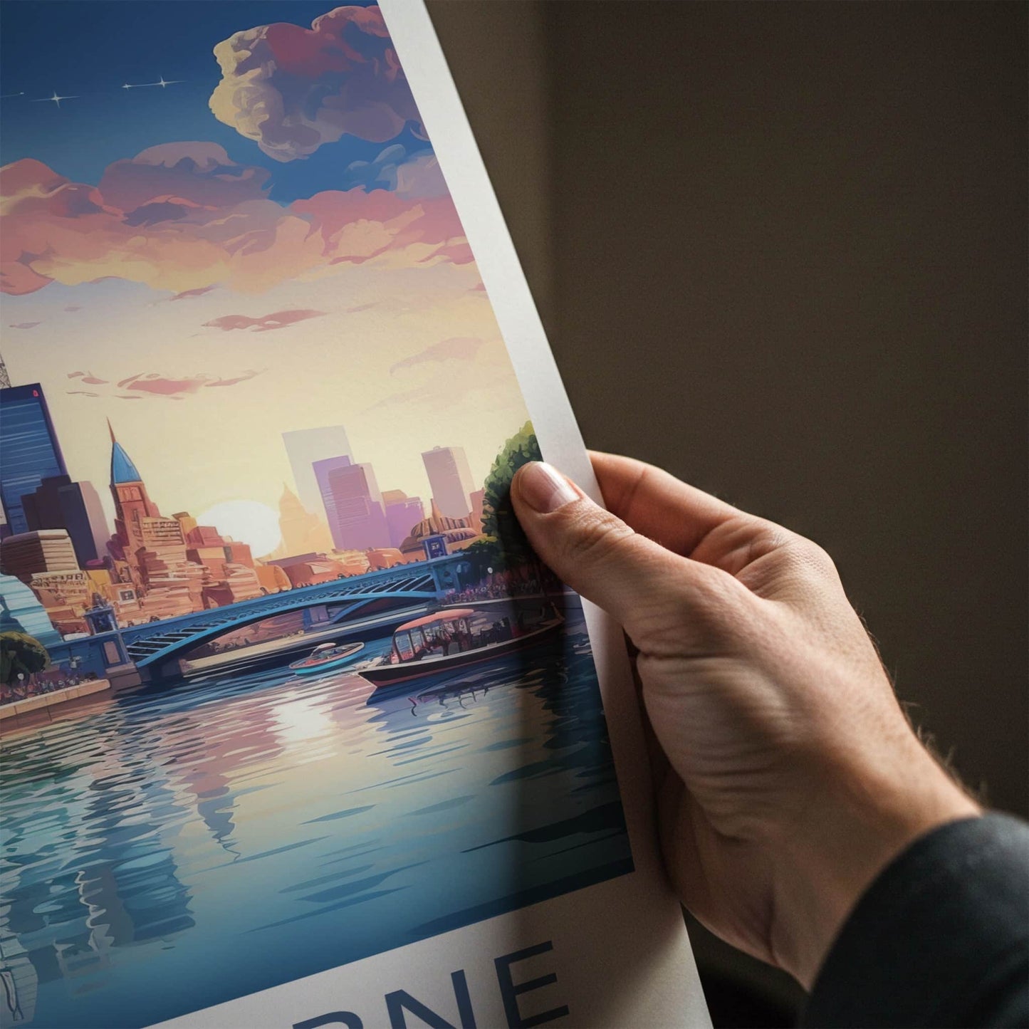 Melbourne Poster - Australia Travel Art - Vibrant City Waterfront Wall Decor