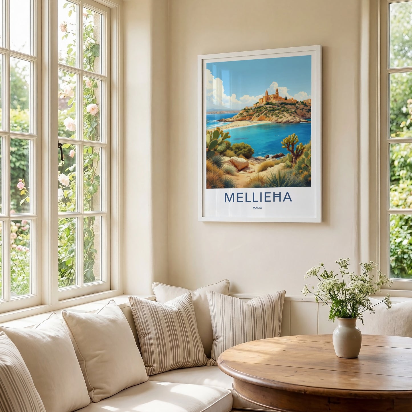 Mellieha Poster - Malta Fine Art - Historic Coastal Town Framed Decor