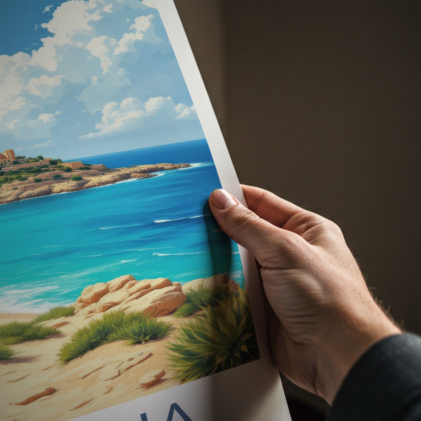 Mellieha Poster - Malta Travel Art - Island Church Blue Waters Wall Decor
