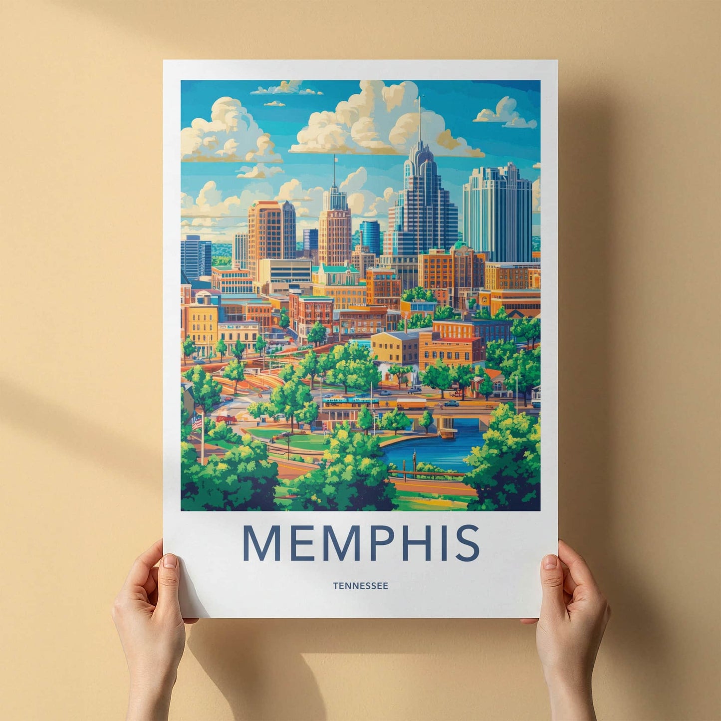 Memphis Poster - Tennessee Travel Art - Vibrant City River Home Decor