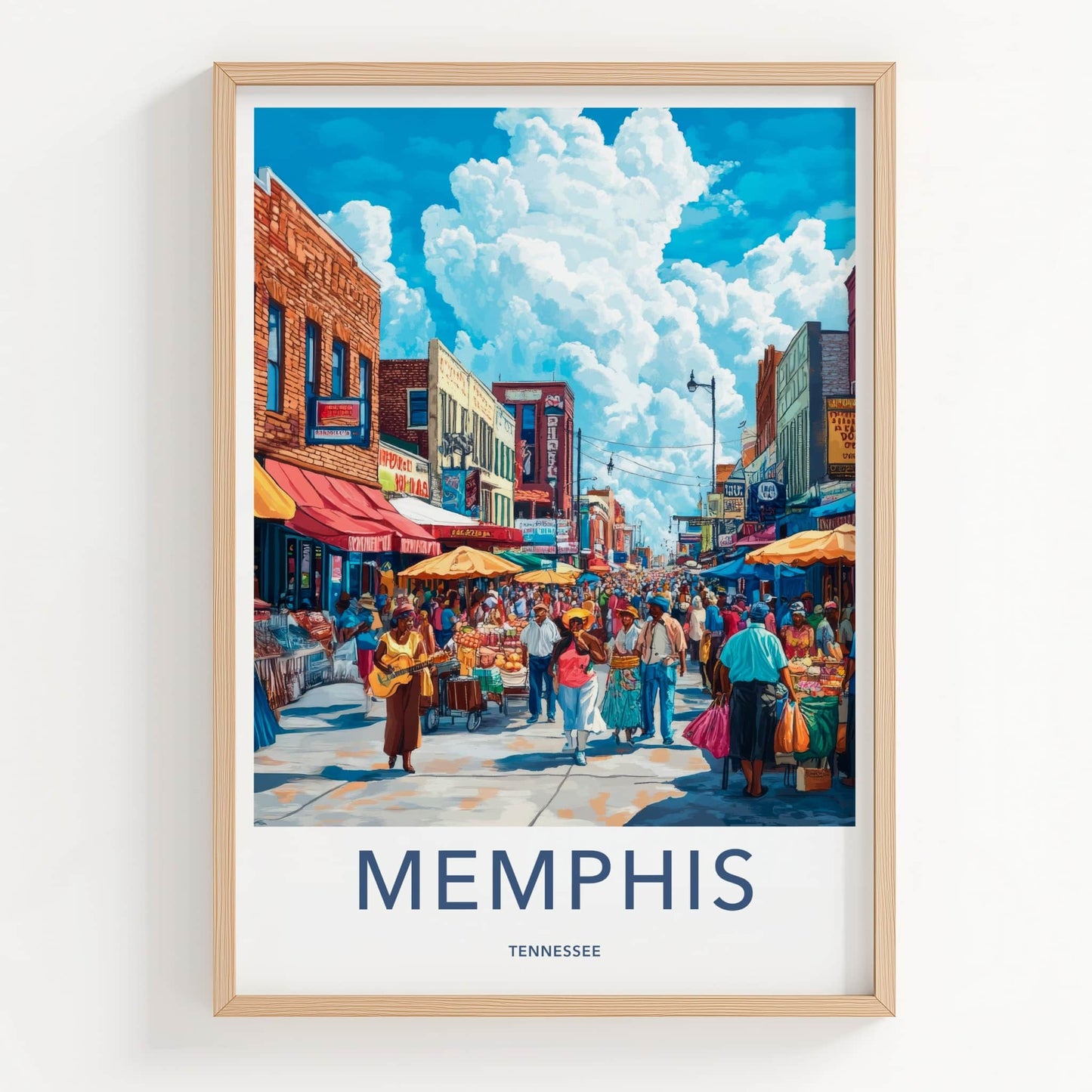Memphis Poster - Tennessee Travel Art - Vibrant Street Market Home Decor