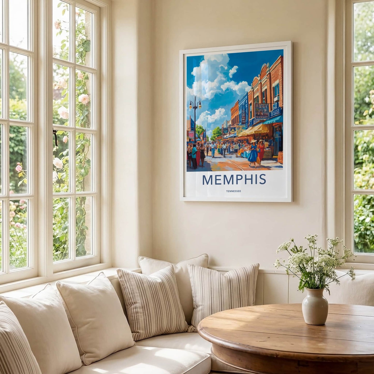 Memphis Poster - Tennessee Wall Art - Bustling Street Market Home Decor