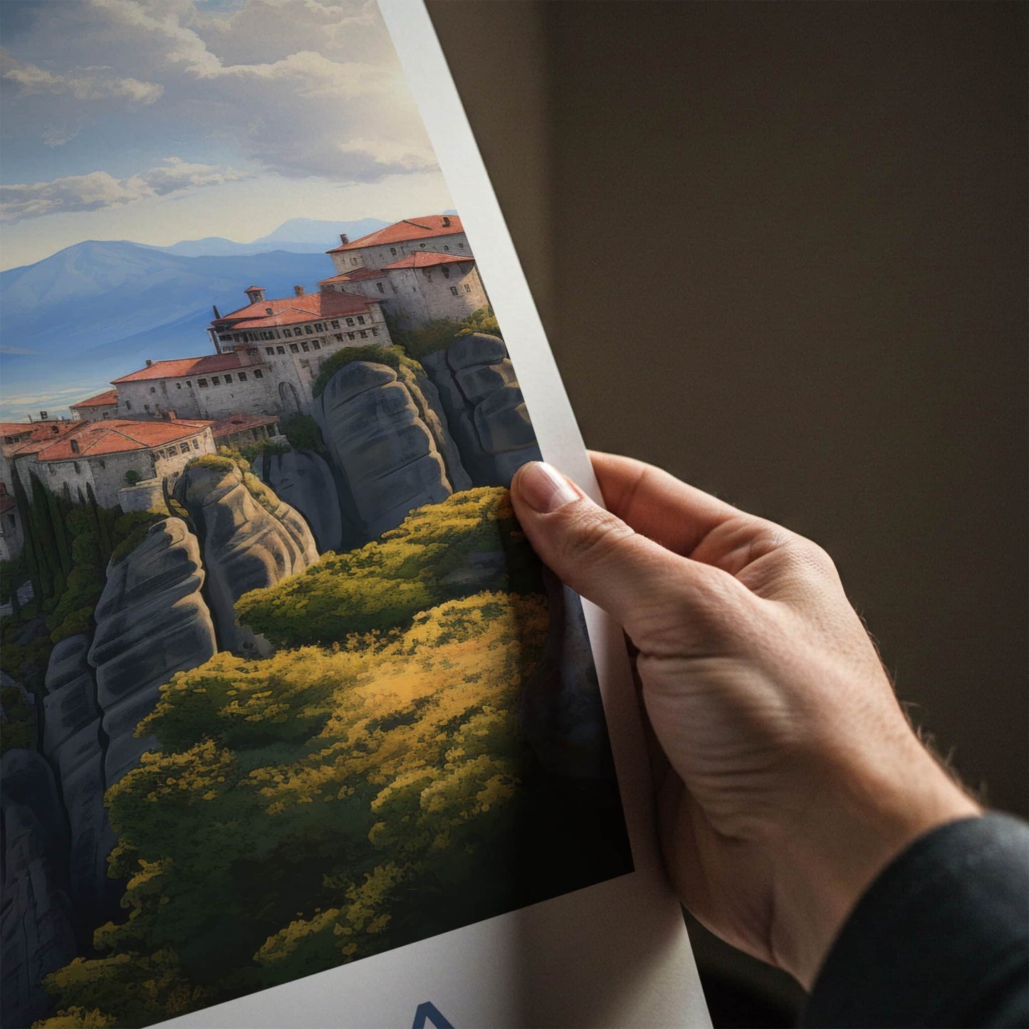 Meteora Poster - Greece Fine Art - Cliffside Monasteries Valley Gift