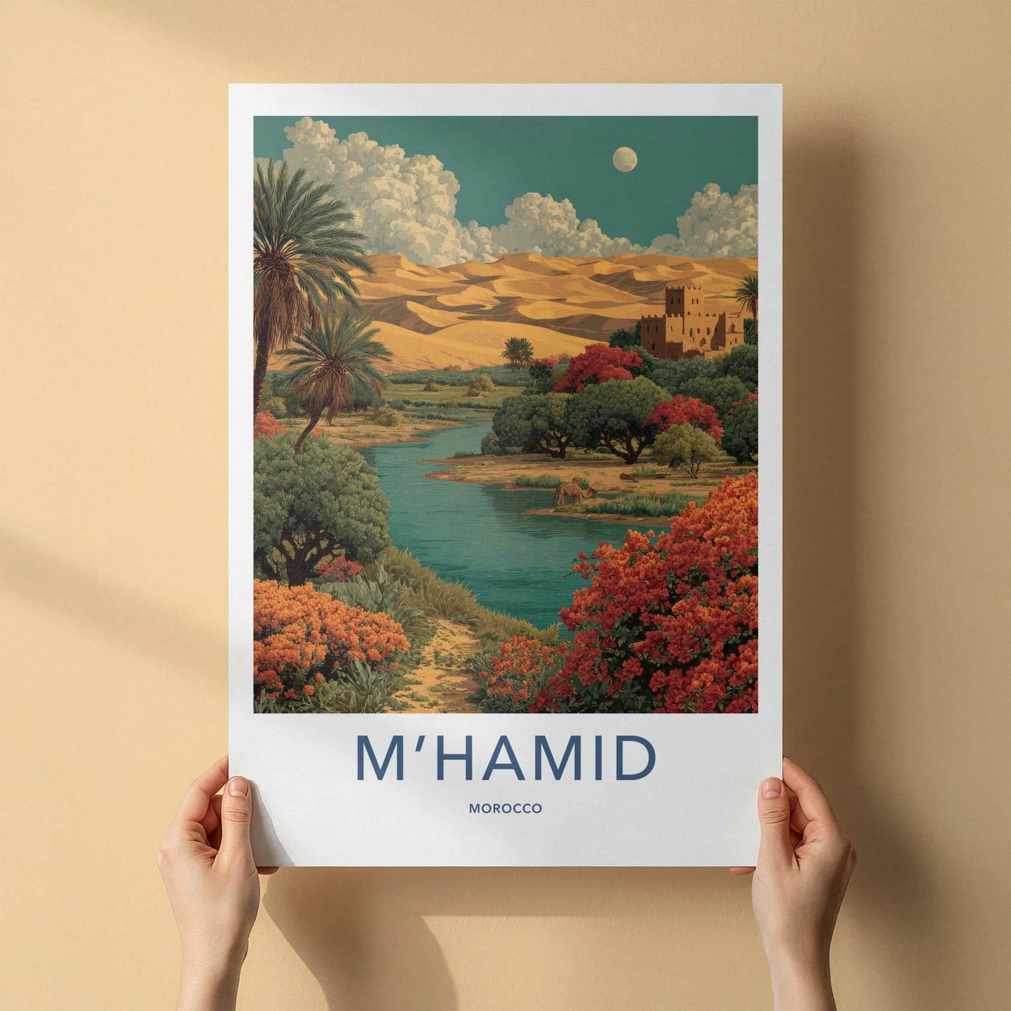 MHAMID Poster - Morocco Framed Print - Desert Oasis Fort Framed Decor