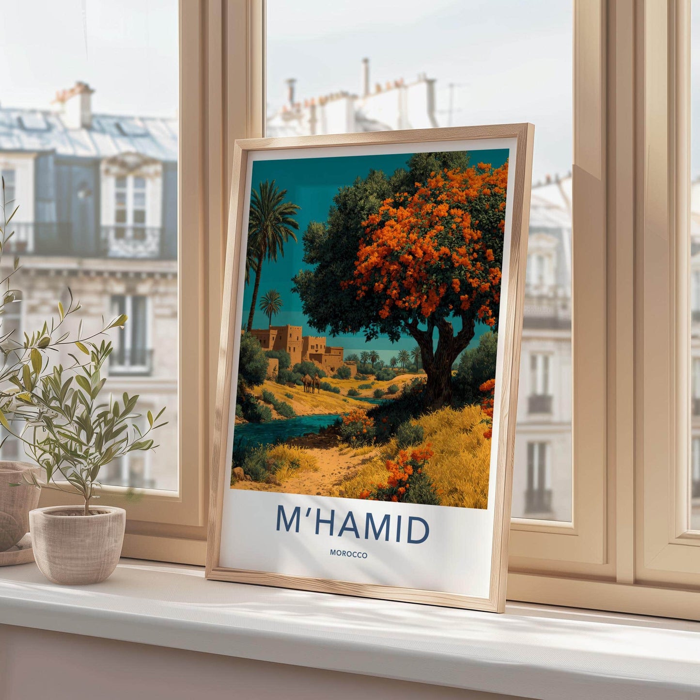 MHAMID Poster - Morocco Travel Art - Desert Village Oasis Home Decor