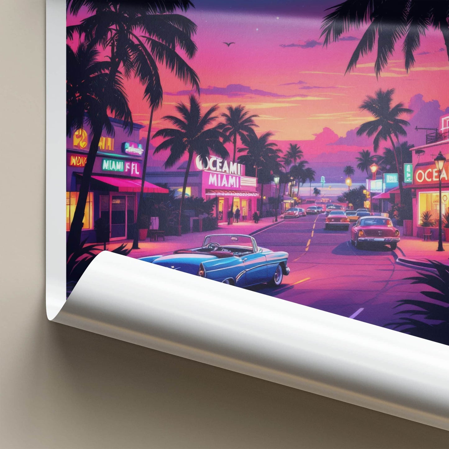 Miami Poster - Florida Art Print - Vibrant Ocean Drive Sunset Home Decor
